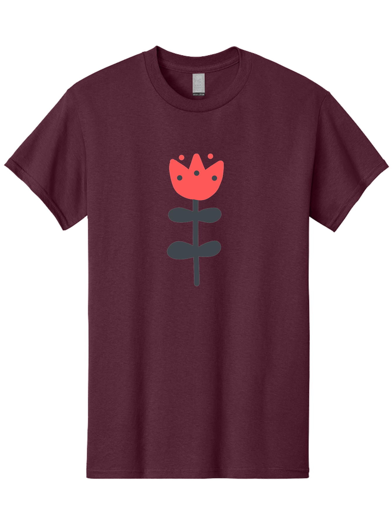 Tulip-1 Men'S Graphic Tee, 100% Cotton, Comfortable Casual Summer Wear, Machine Washable, Stylized Tulip, Cartoon Flower, Simple Design, Minimalist Art, Floral Illustration, Red Petals, Black Leaves, Cute Graphics, Modern Iconography, Aab808