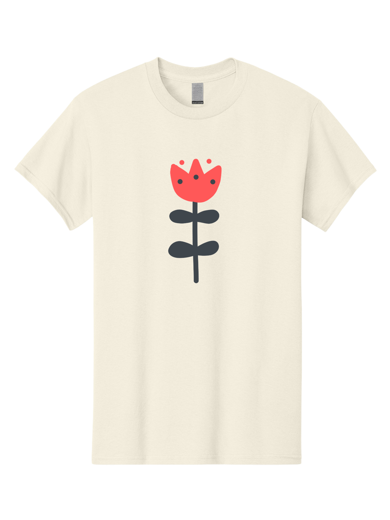 Tulip-1 Men'S Graphic Tee, 100% Cotton, Comfortable Casual Summer Wear, Machine Washable, Stylized Tulip, Cartoon Flower, Simple Design, Minimalist Art, Floral Illustration, Red Petals, Black Leaves, Cute Graphics, Modern Iconography, Aab808