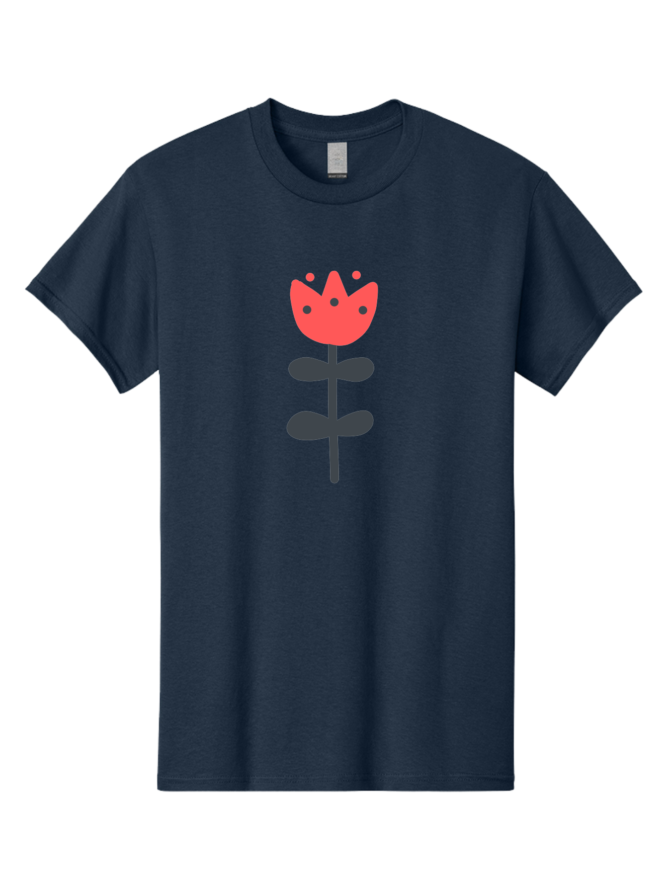 Tulip-1 Men'S Graphic Tee, 100% Cotton, Comfortable Casual Summer Wear, Machine Washable, Stylized Tulip, Cartoon Flower, Simple Design, Minimalist Art, Floral Illustration, Red Petals, Black Leaves, Cute Graphics, Modern Iconography, Aab808