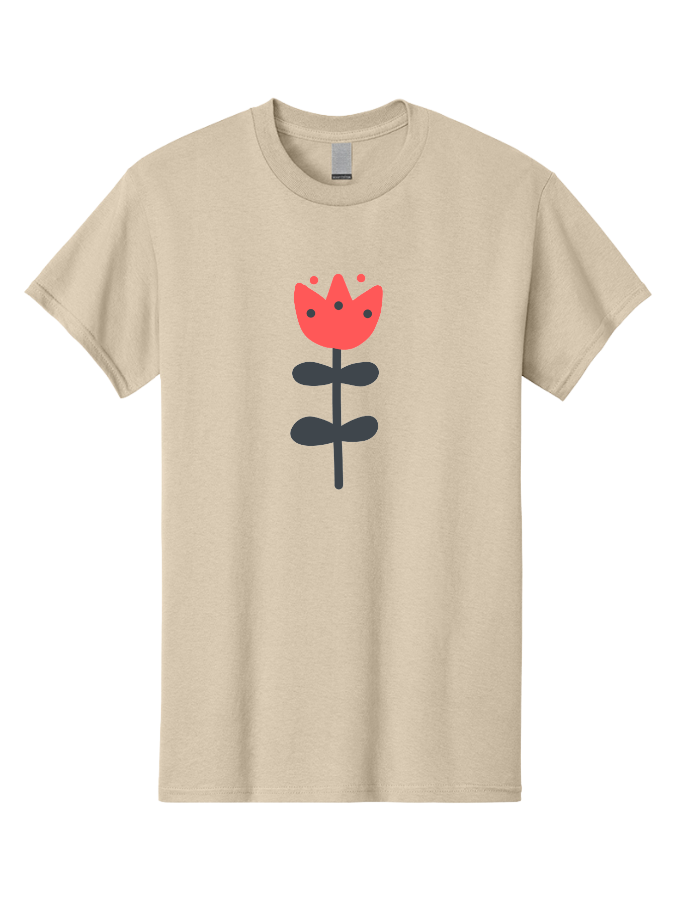 Tulip-1 Men'S Graphic Tee, 100% Cotton, Comfortable Casual Summer Wear, Machine Washable, Stylized Tulip, Cartoon Flower, Simple Design, Minimalist Art, Floral Illustration, Red Petals, Black Leaves, Cute Graphics, Modern Iconography, Aab808