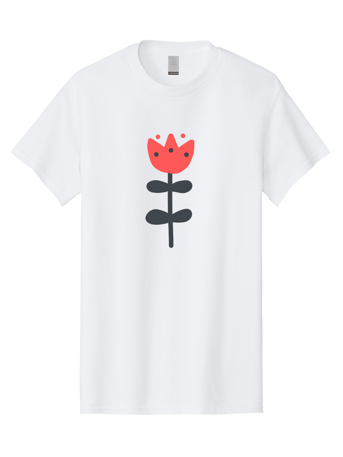 Tulip-1 Men'S Graphic Tee, 100% Cotton, Comfortable Casual Summer Wear, Machine Washable, Stylized Tulip, Cartoon Flower, Simple Design, Minimalist Art, Floral Illustration, Red Petals, Black Leaves, Cute Graphics, Modern Iconography, Aab808