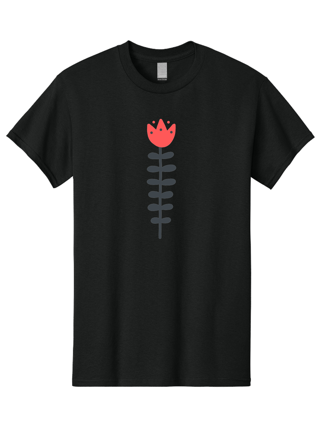 Tulip-Illustration Men'S Graphic Tee, 100% Cotton, Comfortable Casual Summer Wear, Machine Washable, Stylized Tulip, Minimalist Design, Simple Shapes, Red Tulip, Purple Leaves, Modern Art, Floral Motif, Artistic Expression, Creative Design Aab809