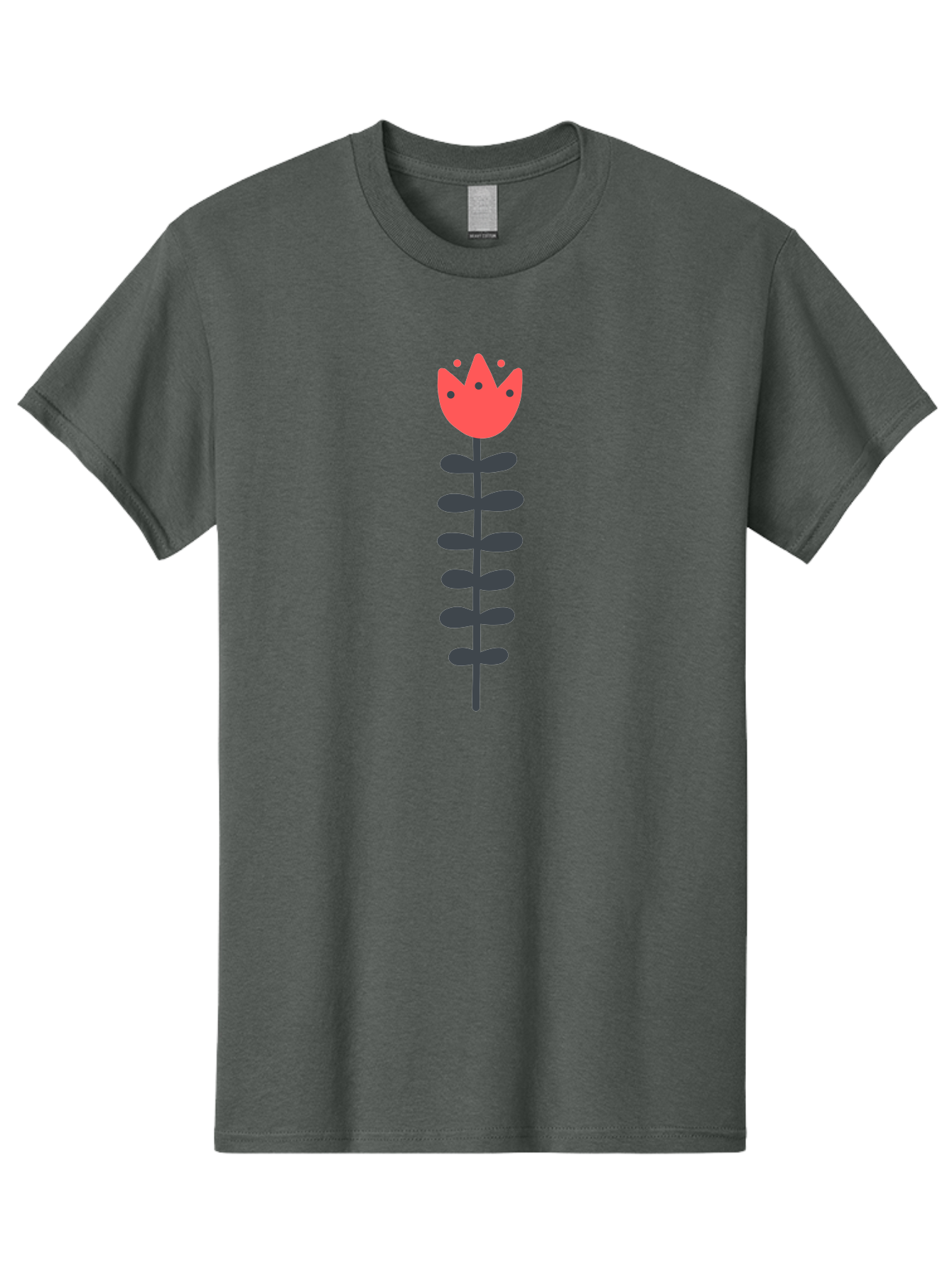 Tulip-Illustration Men'S Graphic Tee, 100% Cotton, Comfortable Casual Summer Wear, Machine Washable, Stylized Tulip, Minimalist Design, Simple Shapes, Red Tulip, Purple Leaves, Modern Art, Floral Motif, Artistic Expression, Creative Design Aab809