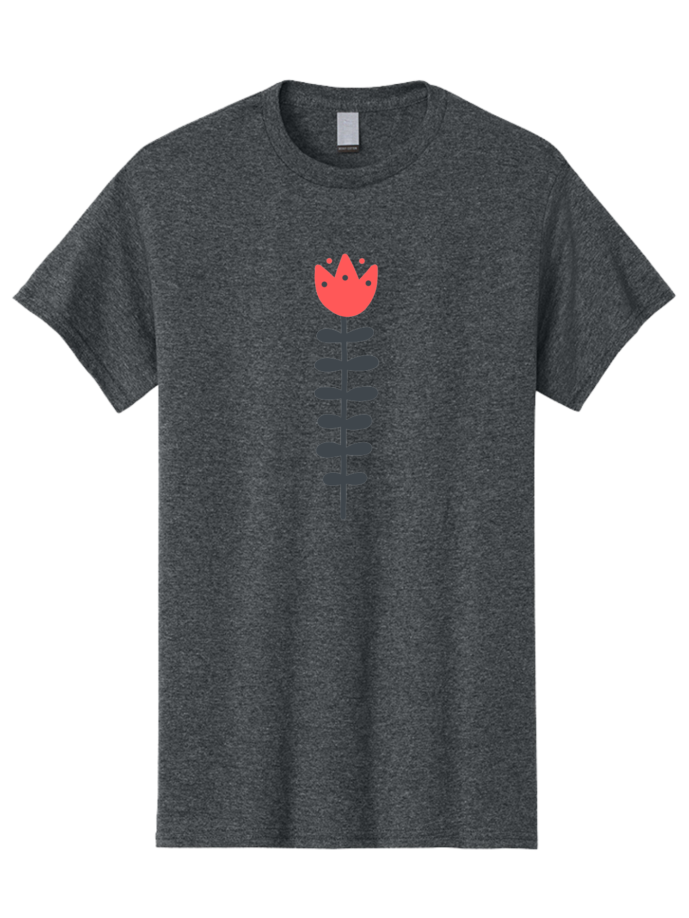 Tulip-Illustration Men'S Graphic Tee, 100% Cotton, Comfortable Casual Summer Wear, Machine Washable, Stylized Tulip, Minimalist Design, Simple Shapes, Red Tulip, Purple Leaves, Modern Art, Floral Motif, Artistic Expression, Creative Design Aab809