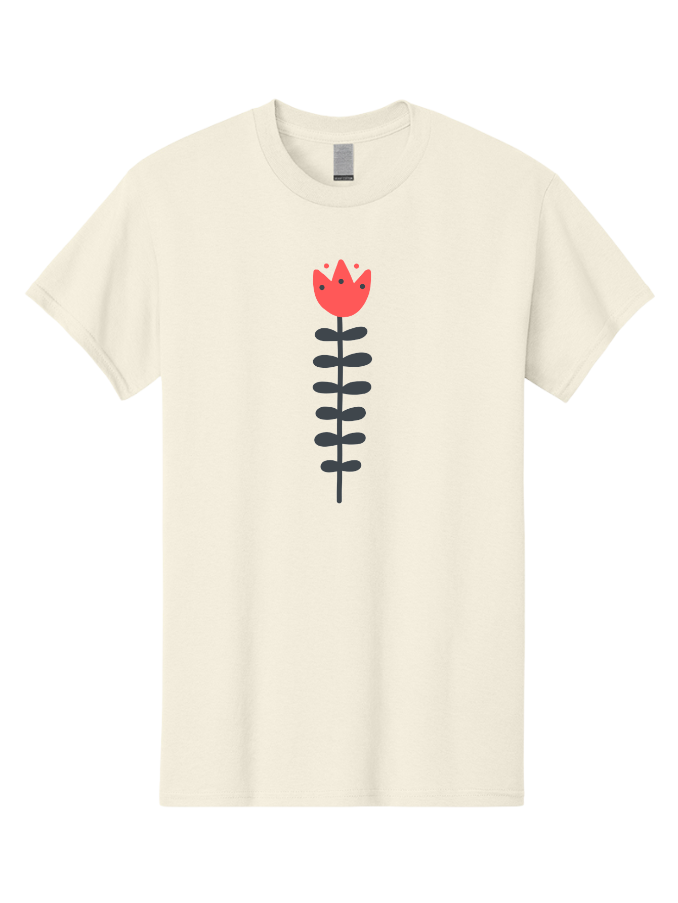 Tulip-Illustration Men'S Graphic Tee, 100% Cotton, Comfortable Casual Summer Wear, Machine Washable, Stylized Tulip, Minimalist Design, Simple Shapes, Red Tulip, Purple Leaves, Modern Art, Floral Motif, Artistic Expression, Creative Design Aab809
