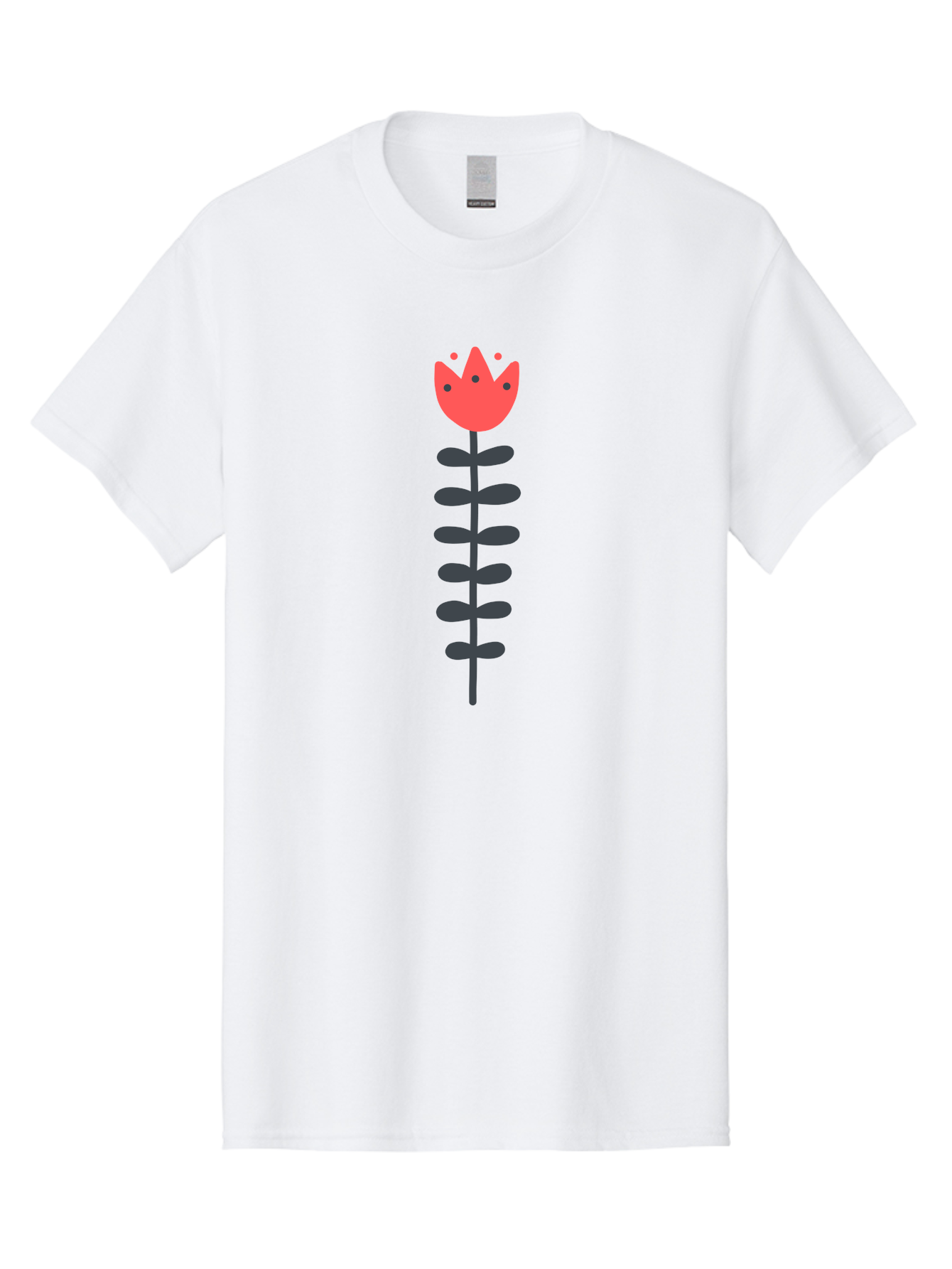 Tulip-Illustration Men'S Graphic Tee, 100% Cotton, Comfortable Casual Summer Wear, Machine Washable, Stylized Tulip, Minimalist Design, Simple Shapes, Red Tulip, Purple Leaves, Modern Art, Floral Motif, Artistic Expression, Creative Design Aab809