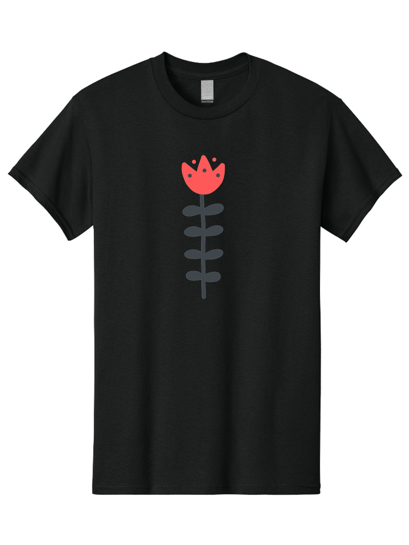 Tulip Men'S Graphic Tee, 100% Cotton, Comfortable Casual Summer Wear, Machine Washable, Red Tulip, Simple Flower, Minimalist Design, Floral Illustration, Cute Cartoon Flower, Vibrant Red Petals, Simple Stem, Black Leaves Aab812