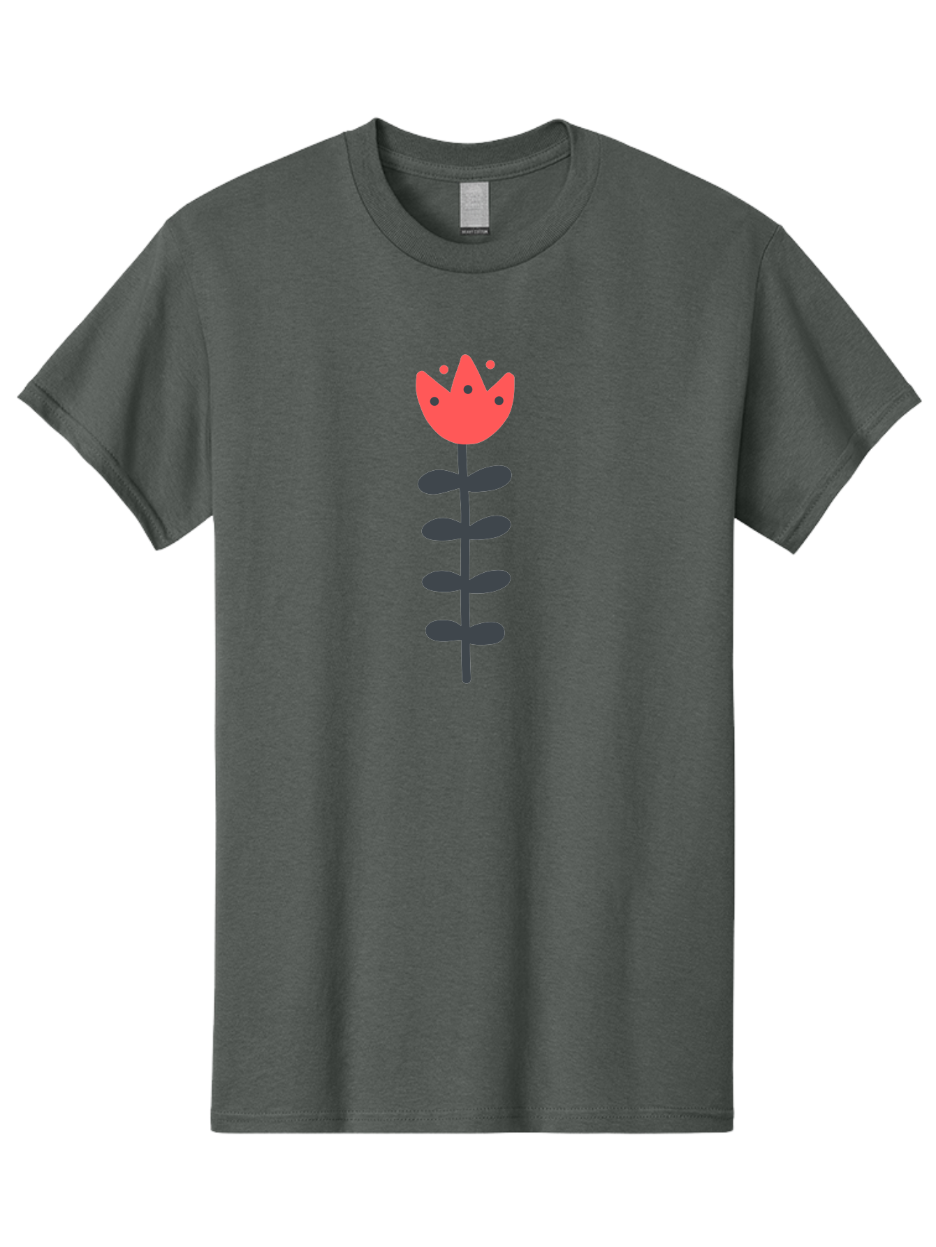 Tulip Men'S Graphic Tee, 100% Cotton, Comfortable Casual Summer Wear, Machine Washable, Red Tulip, Simple Flower, Minimalist Design, Floral Illustration, Cute Cartoon Flower, Vibrant Red Petals, Simple Stem, Black Leaves Aab812
