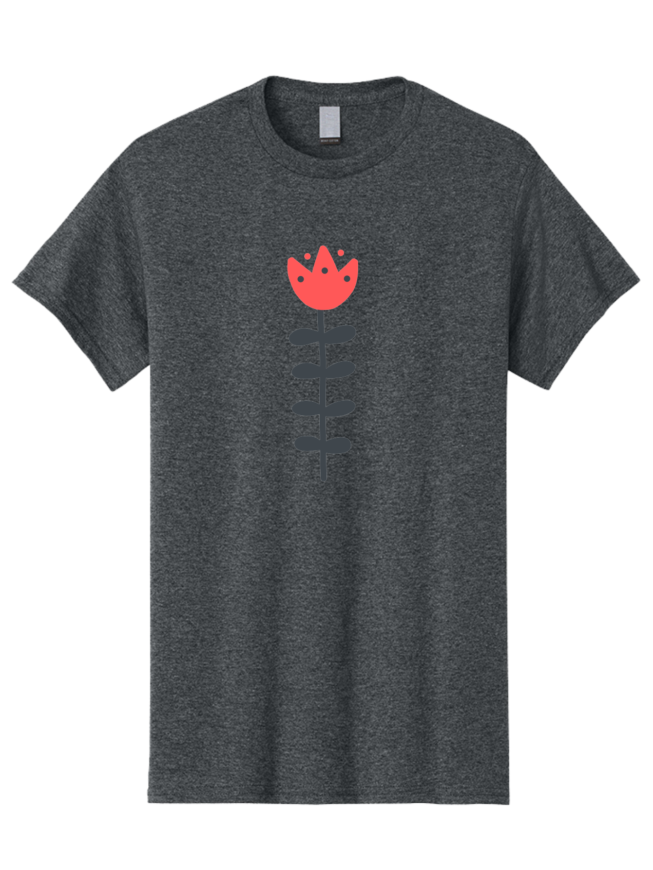 Tulip Men'S Graphic Tee, 100% Cotton, Comfortable Casual Summer Wear, Machine Washable, Red Tulip, Simple Flower, Minimalist Design, Floral Illustration, Cute Cartoon Flower, Vibrant Red Petals, Simple Stem, Black Leaves Aab812