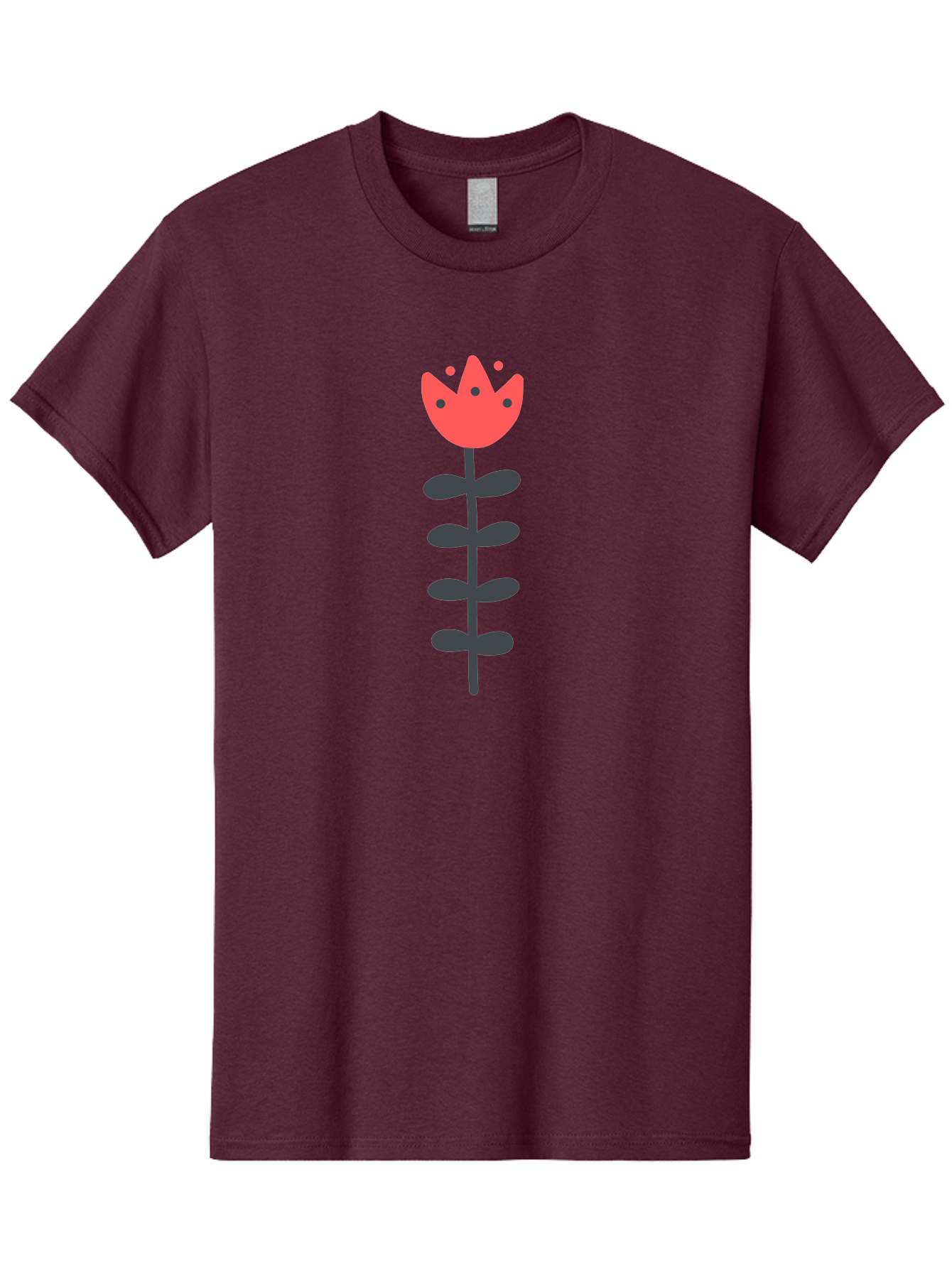 Tulip Men'S Graphic Tee, 100% Cotton, Comfortable Casual Summer Wear, Machine Washable, Red Tulip, Simple Flower, Minimalist Design, Floral Illustration, Cute Cartoon Flower, Vibrant Red Petals, Simple Stem, Black Leaves Aab812