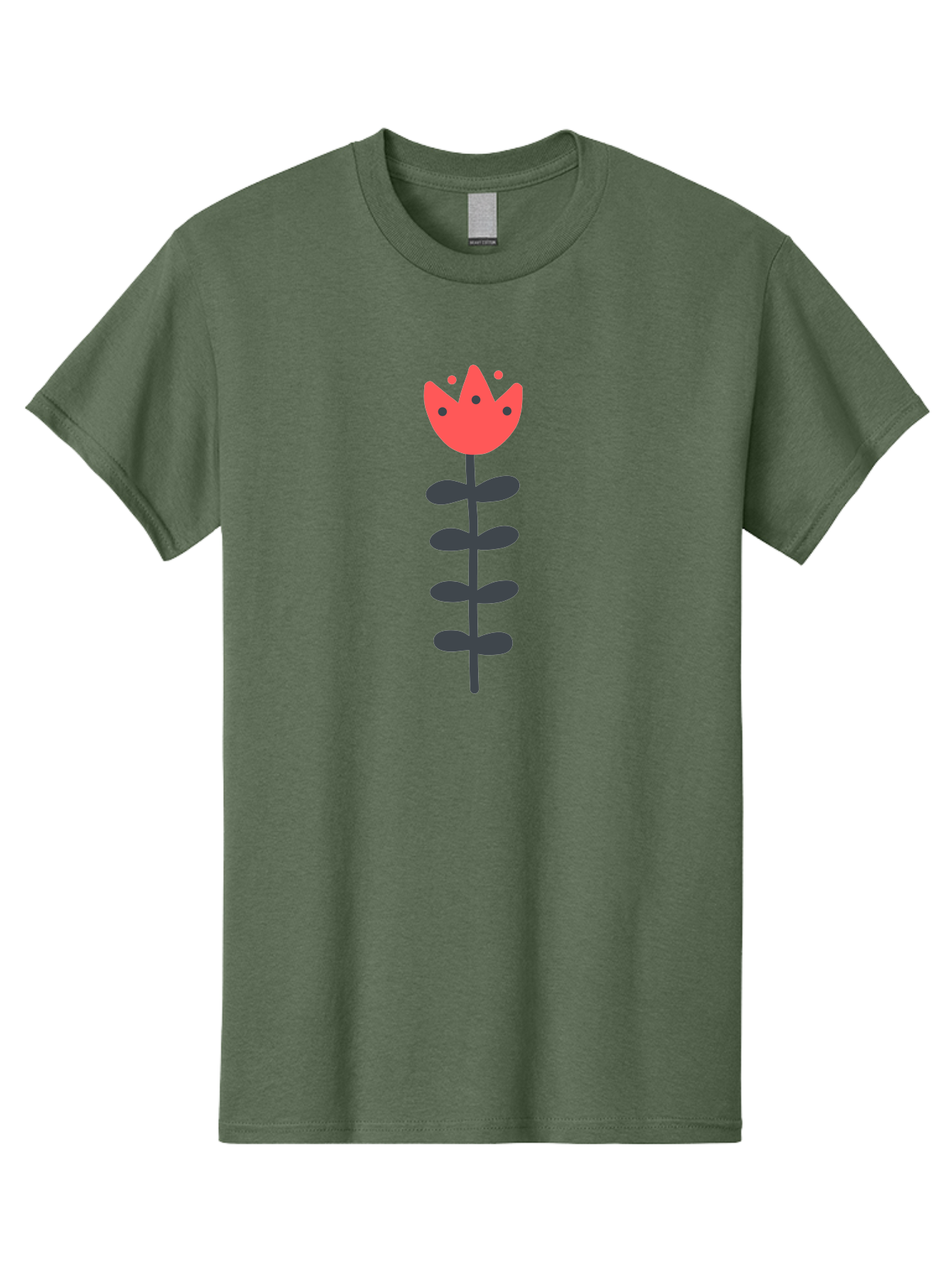 Tulip Men'S Graphic Tee, 100% Cotton, Comfortable Casual Summer Wear, Machine Washable, Red Tulip, Simple Flower, Minimalist Design, Floral Illustration, Cute Cartoon Flower, Vibrant Red Petals, Simple Stem, Black Leaves Aab812