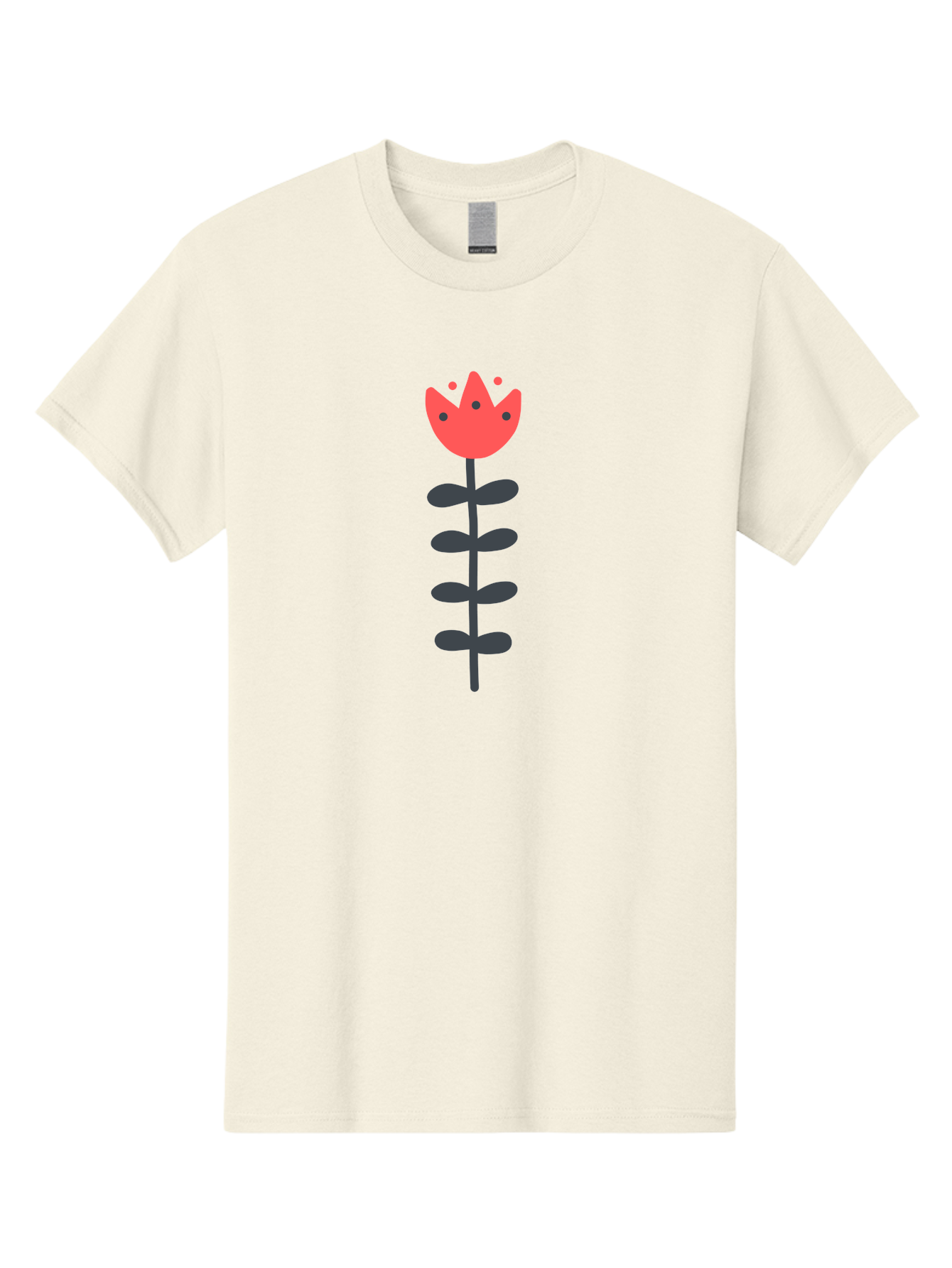 Tulip Men'S Graphic Tee, 100% Cotton, Comfortable Casual Summer Wear, Machine Washable, Red Tulip, Simple Flower, Minimalist Design, Floral Illustration, Cute Cartoon Flower, Vibrant Red Petals, Simple Stem, Black Leaves Aab812