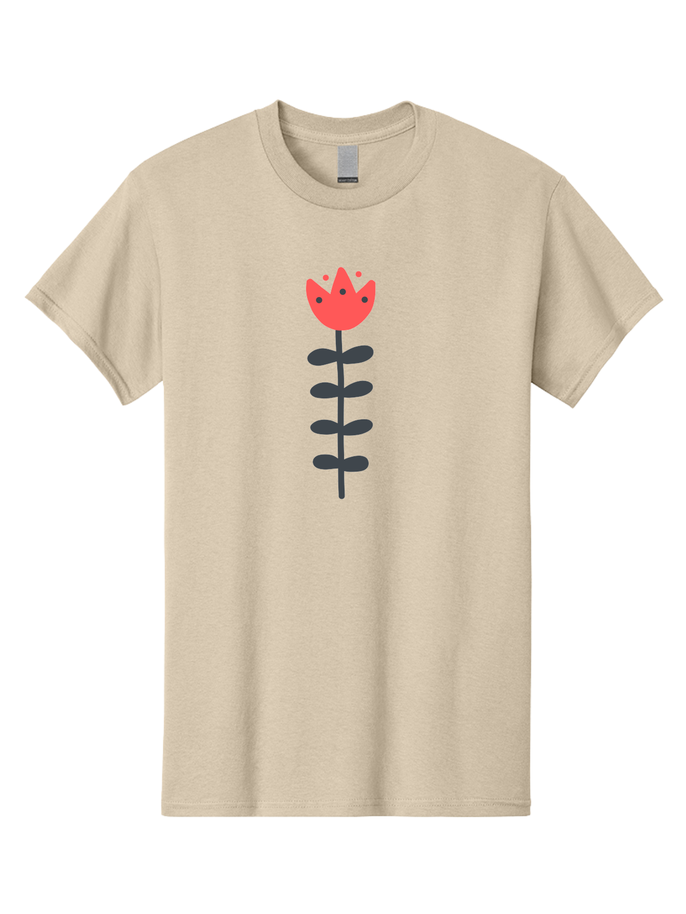 Tulip Men'S Graphic Tee, 100% Cotton, Comfortable Casual Summer Wear, Machine Washable, Red Tulip, Simple Flower, Minimalist Design, Floral Illustration, Cute Cartoon Flower, Vibrant Red Petals, Simple Stem, Black Leaves Aab812