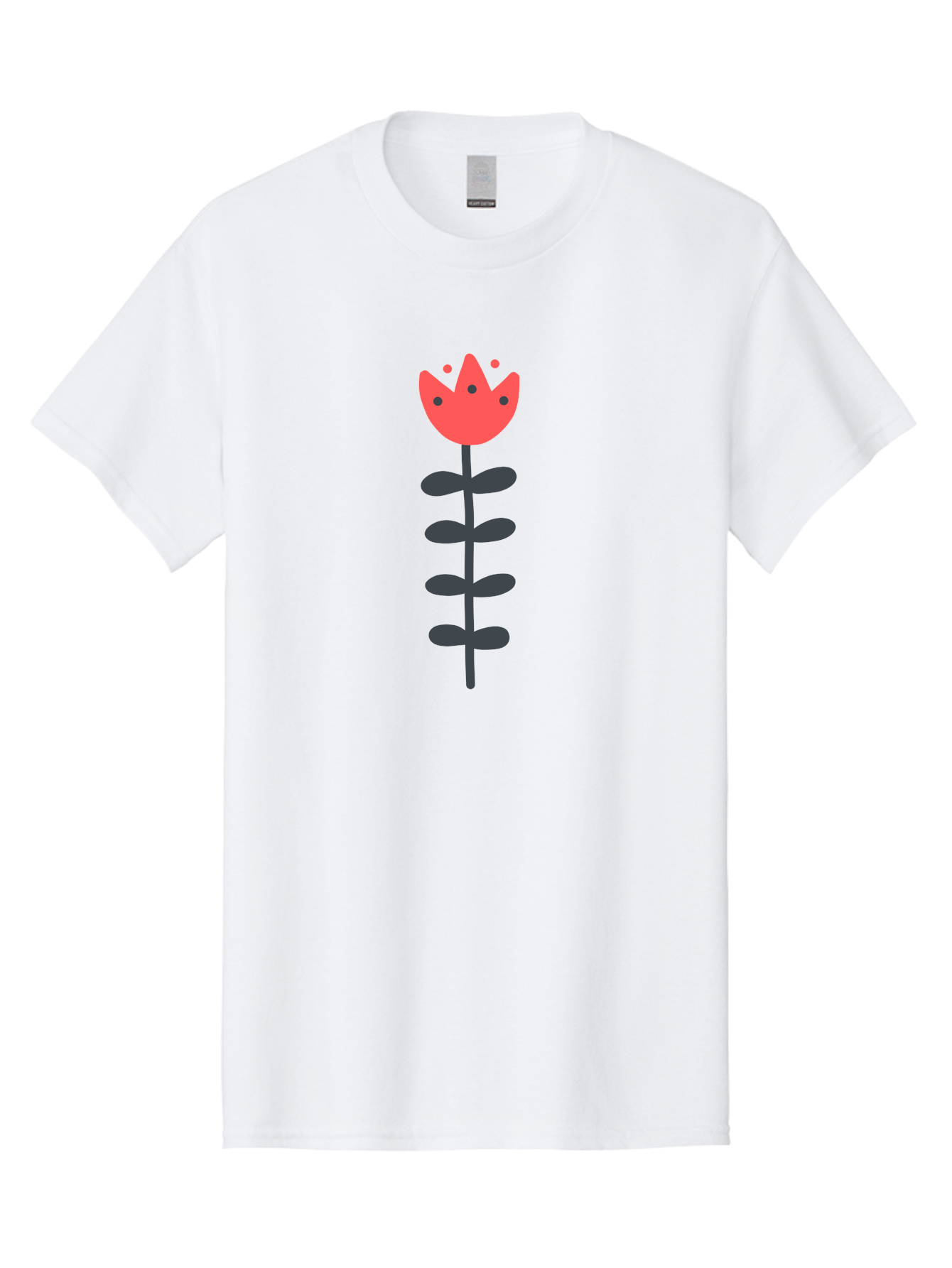 Tulip Men'S Graphic Tee, 100% Cotton, Comfortable Casual Summer Wear, Machine Washable, Red Tulip, Simple Flower, Minimalist Design, Floral Illustration, Cute Cartoon Flower, Vibrant Red Petals, Simple Stem, Black Leaves Aab812