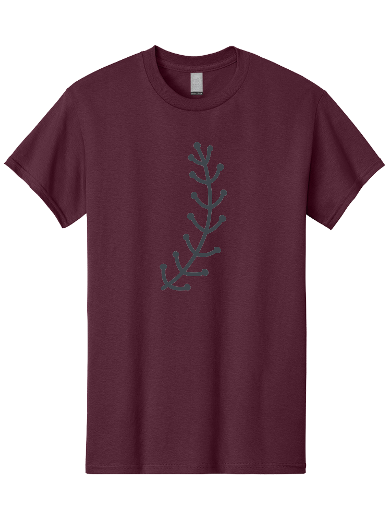 Twig Men'S Graphic Tee, 100% Cotton, Comfortable Casual Summer Wear, Machine Washable, Simple Plant Illustration, Purple Stems, Rounded Leaves, Digital Art, Minimalist Design, Abstract Botanical Aab814