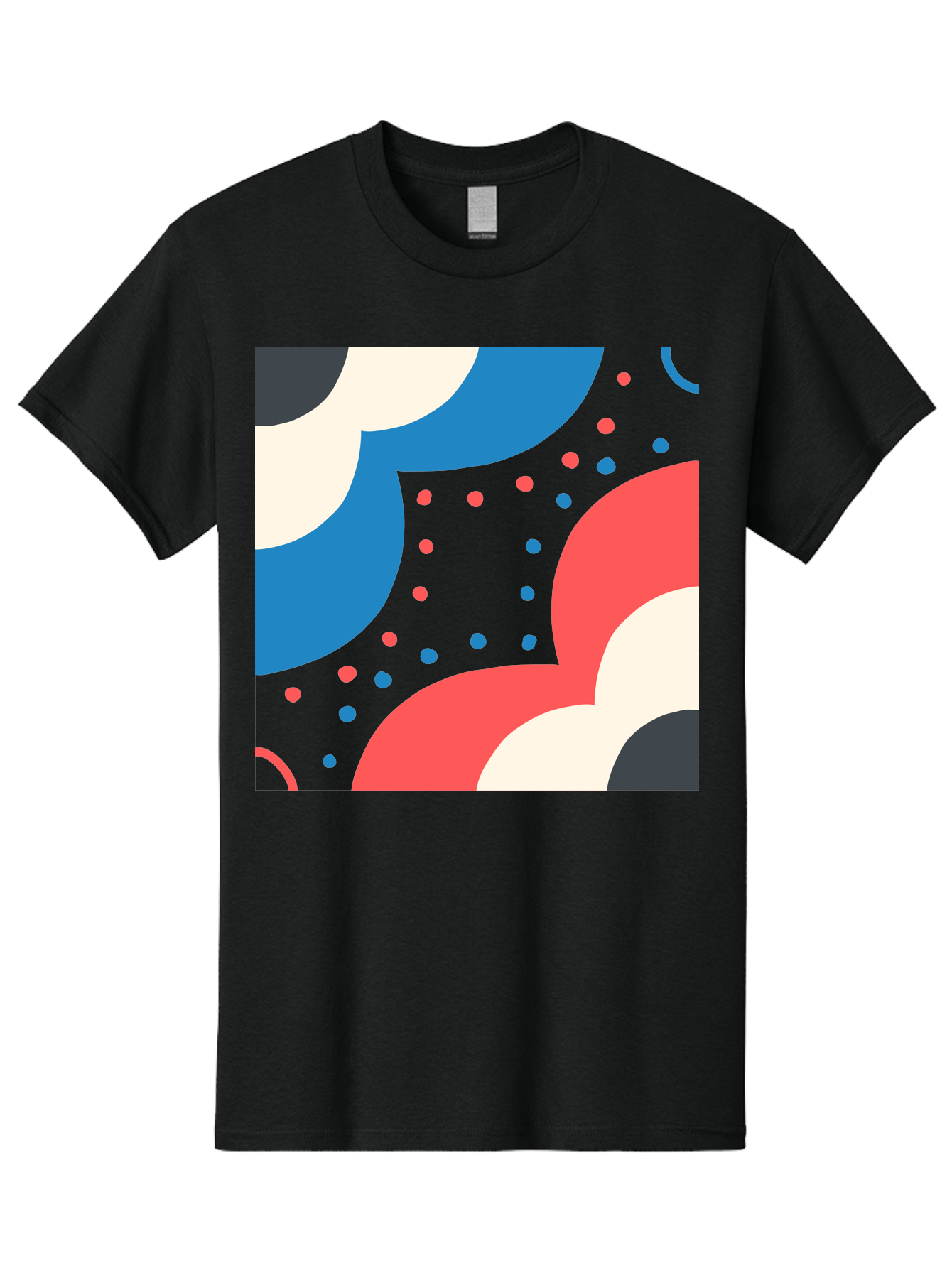 Vibrant-Dots-Pattern Men'S Graphic Tee, 100% Cotton, Comfortable Casual Summer Wear, Machine Washable, Colorful Abstract Pattern, Vibrant Shapes, Blue, Red, Pink, White, Black, Geometric Design, Playful Artwork, Modern Graphic, Trendy Colors, Aab815