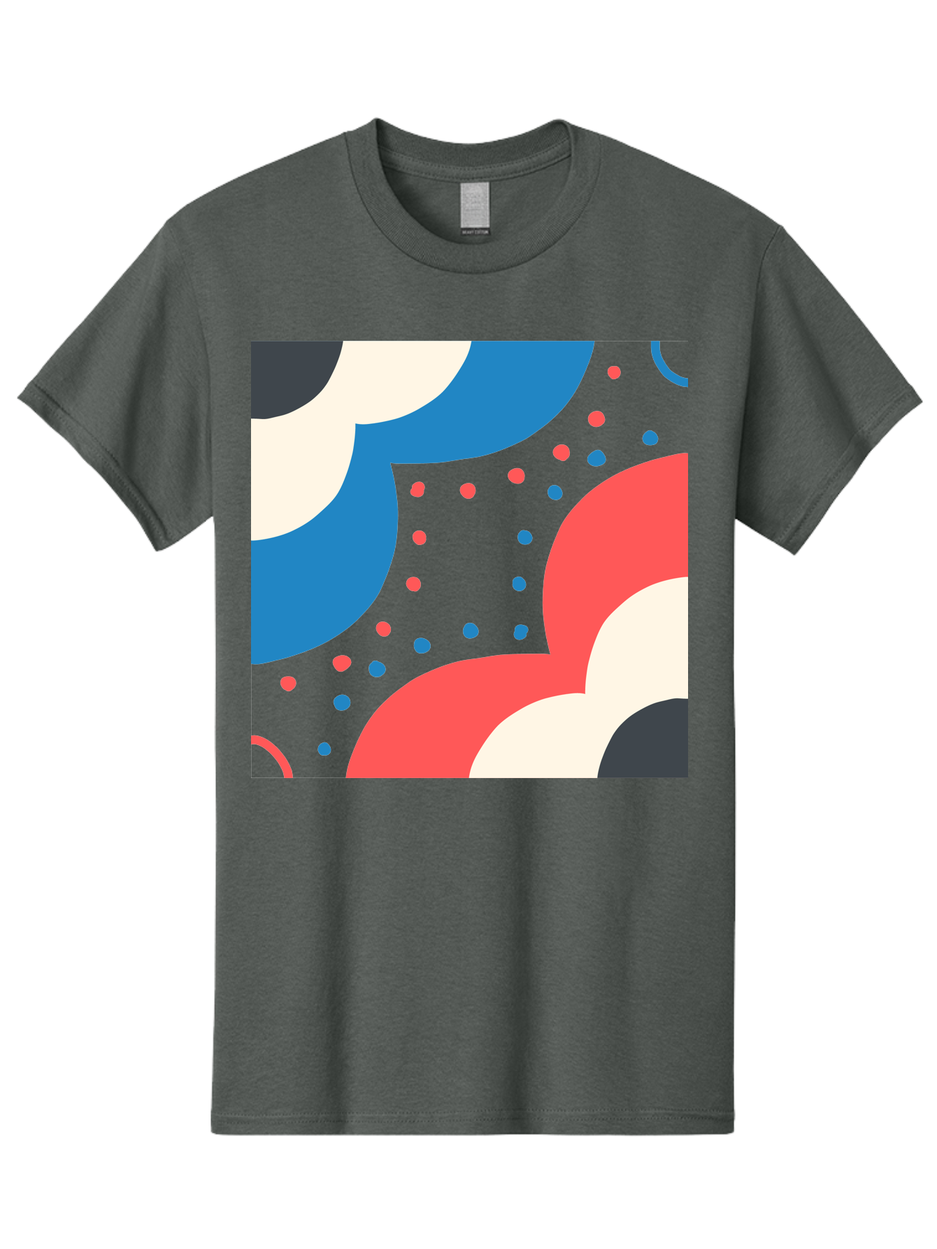 Vibrant-Dots-Pattern Men'S Graphic Tee, 100% Cotton, Comfortable Casual Summer Wear, Machine Washable, Colorful Abstract Pattern, Vibrant Shapes, Blue, Red, Pink, White, Black, Geometric Design, Playful Artwork, Modern Graphic, Trendy Colors, Aab815