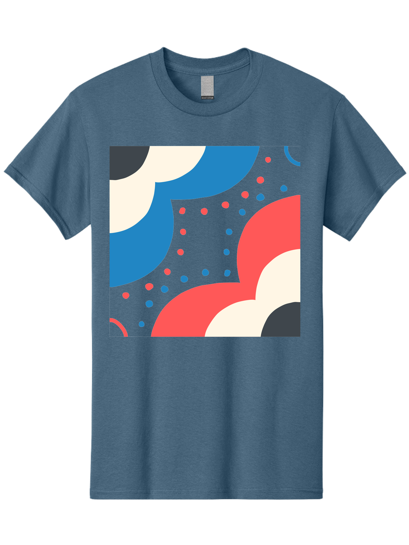 Vibrant-Dots-Pattern Men'S Graphic Tee, 100% Cotton, Comfortable Casual Summer Wear, Machine Washable, Colorful Abstract Pattern, Vibrant Shapes, Blue, Red, Pink, White, Black, Geometric Design, Playful Artwork, Modern Graphic, Trendy Colors, Aab815