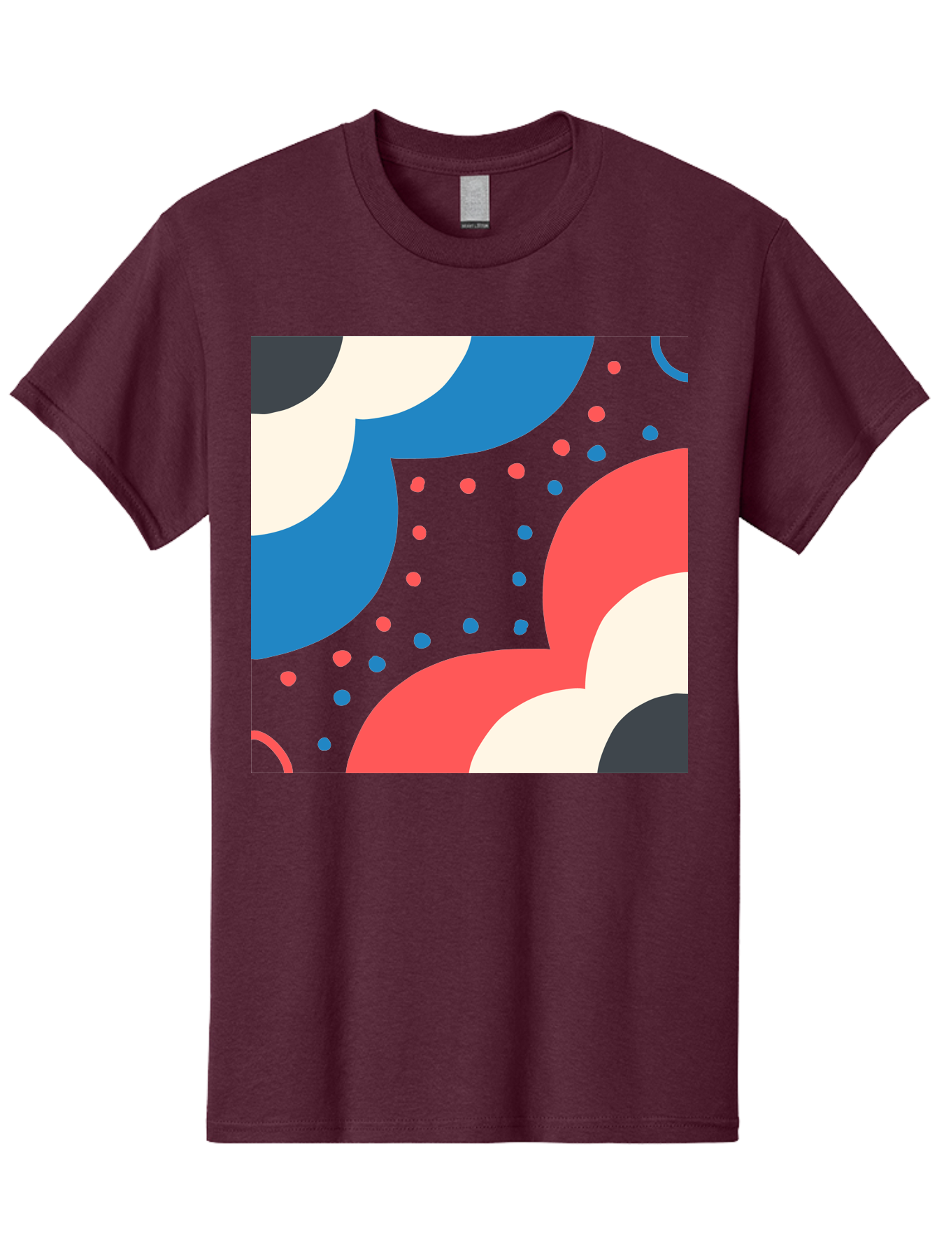 Vibrant-Dots-Pattern Men'S Graphic Tee, 100% Cotton, Comfortable Casual Summer Wear, Machine Washable, Colorful Abstract Pattern, Vibrant Shapes, Blue, Red, Pink, White, Black, Geometric Design, Playful Artwork, Modern Graphic, Trendy Colors, Aab815