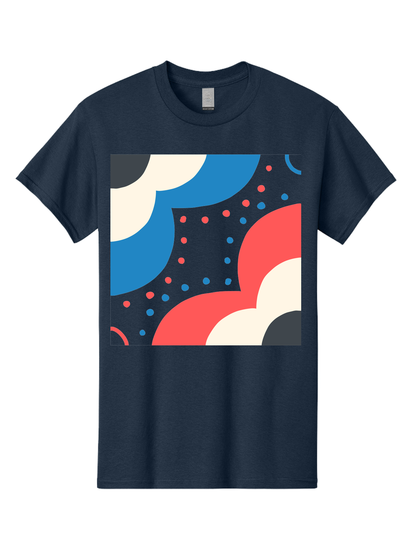 Vibrant-Dots-Pattern Men'S Graphic Tee, 100% Cotton, Comfortable Casual Summer Wear, Machine Washable, Colorful Abstract Pattern, Vibrant Shapes, Blue, Red, Pink, White, Black, Geometric Design, Playful Artwork, Modern Graphic, Trendy Colors, Aab815