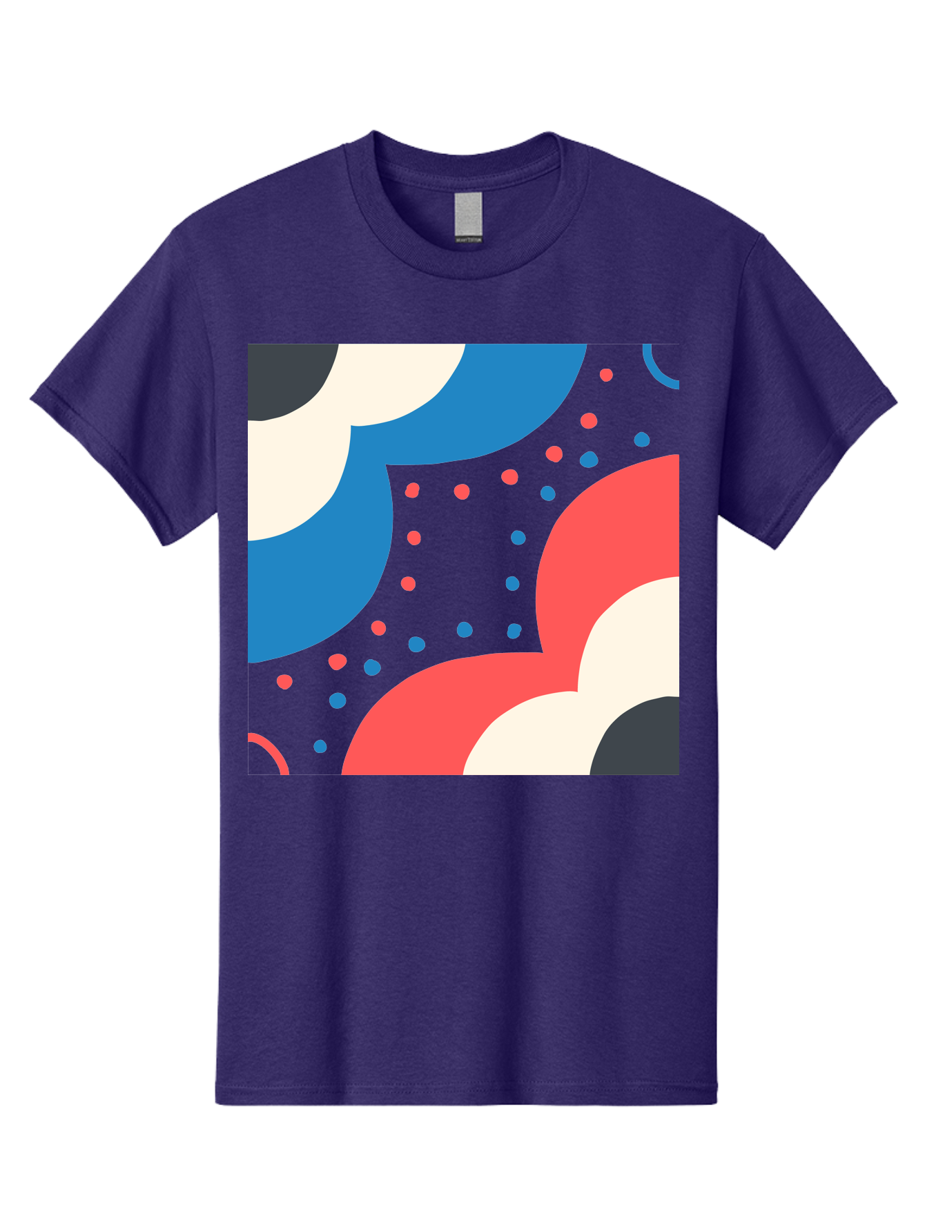 Vibrant-Dots-Pattern Men'S Graphic Tee, 100% Cotton, Comfortable Casual Summer Wear, Machine Washable, Colorful Abstract Pattern, Vibrant Shapes, Blue, Red, Pink, White, Black, Geometric Design, Playful Artwork, Modern Graphic, Trendy Colors, Aab815