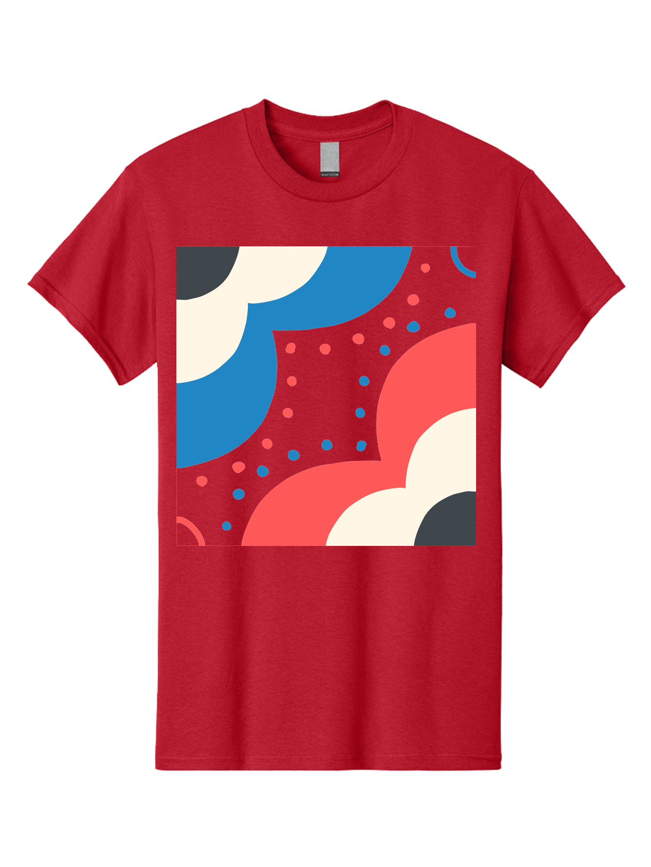 Vibrant-Dots-Pattern Men'S Graphic Tee, 100% Cotton, Comfortable Casual Summer Wear, Machine Washable, Colorful Abstract Pattern, Vibrant Shapes, Blue, Red, Pink, White, Black, Geometric Design, Playful Artwork, Modern Graphic, Trendy Colors, Aab815
