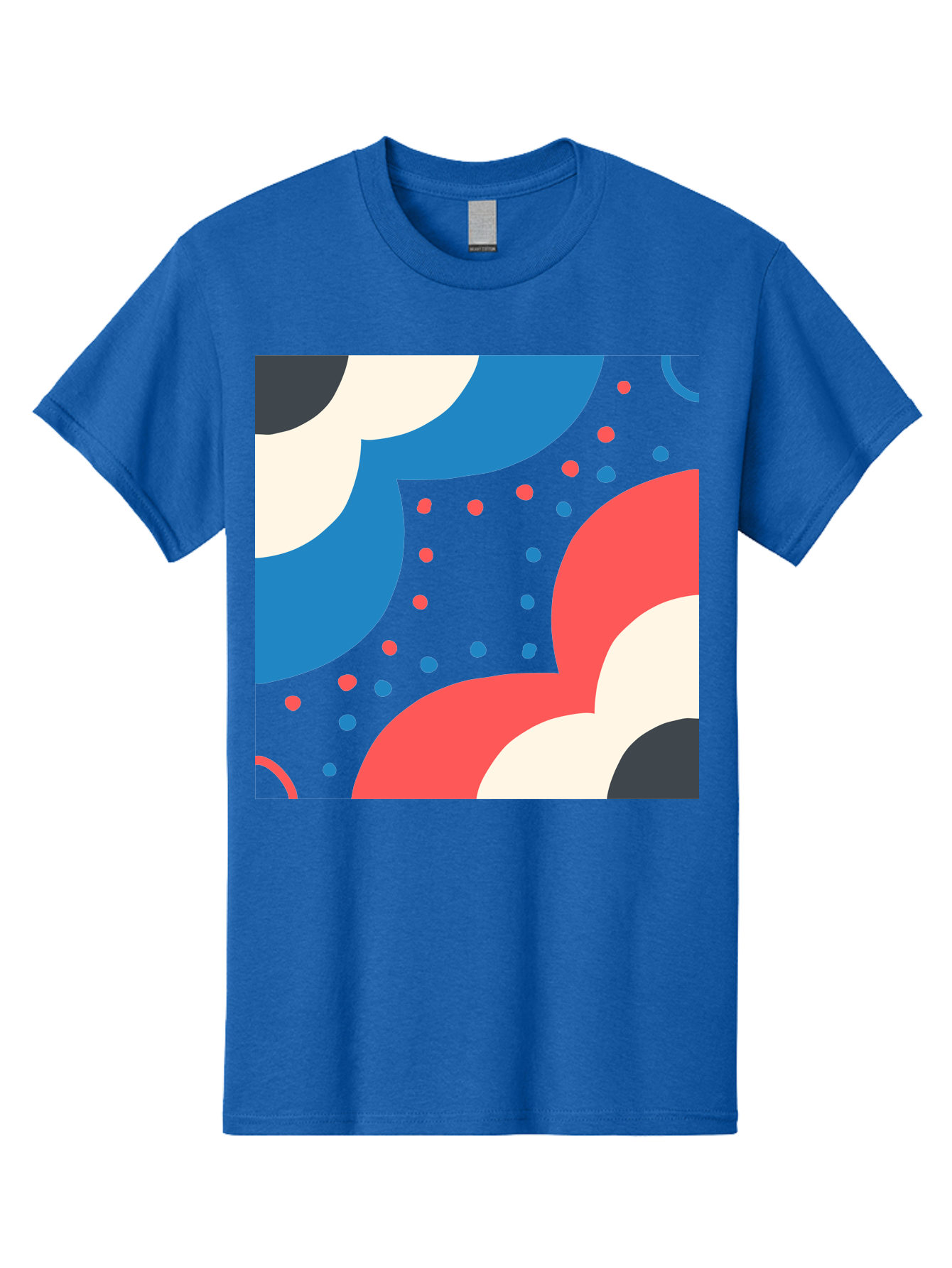 Vibrant-Dots-Pattern Men'S Graphic Tee, 100% Cotton, Comfortable Casual Summer Wear, Machine Washable, Colorful Abstract Pattern, Vibrant Shapes, Blue, Red, Pink, White, Black, Geometric Design, Playful Artwork, Modern Graphic, Trendy Colors, Aab815