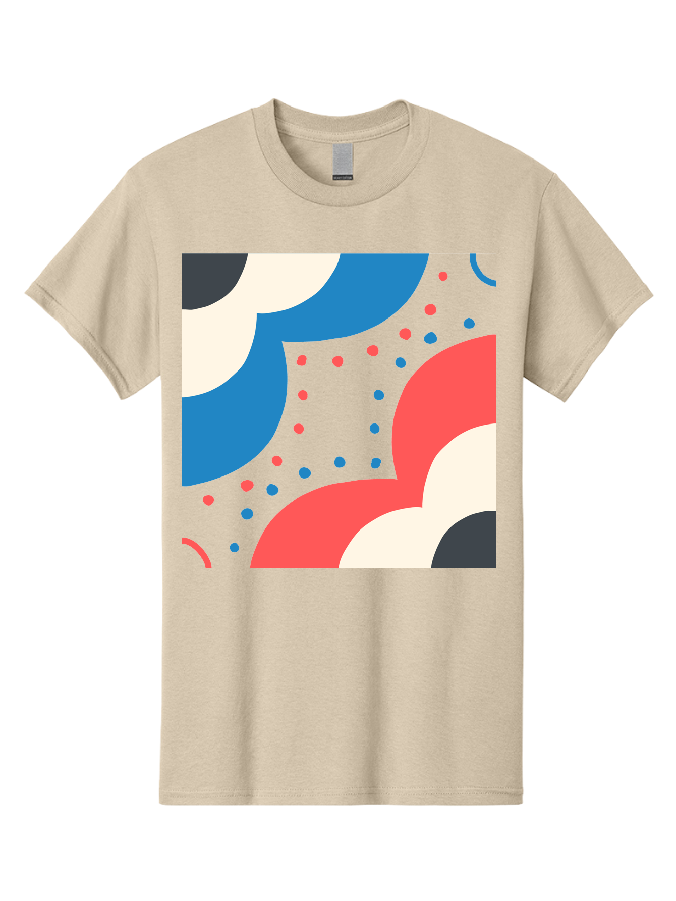 Vibrant-Dots-Pattern Men'S Graphic Tee, 100% Cotton, Comfortable Casual Summer Wear, Machine Washable, Colorful Abstract Pattern, Vibrant Shapes, Blue, Red, Pink, White, Black, Geometric Design, Playful Artwork, Modern Graphic, Trendy Colors, Aab815