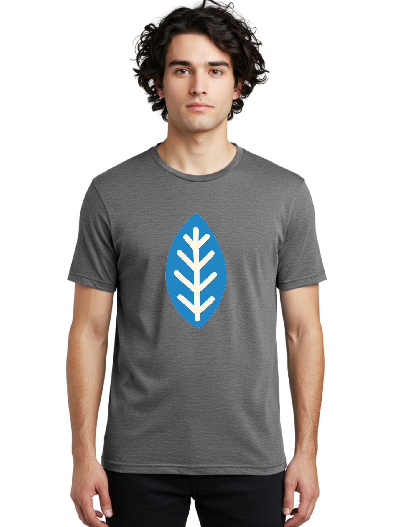 White-Leaf Men'S Graphic Tee, 100% Cotton, Comfortable Casual Summer Wear, Machine Washable, White Branch, Leaf Symbol, Nature Icon, Simple Design, Minimalistic Art, Eco-Friendly Logo, Stylized Leaf Aab817