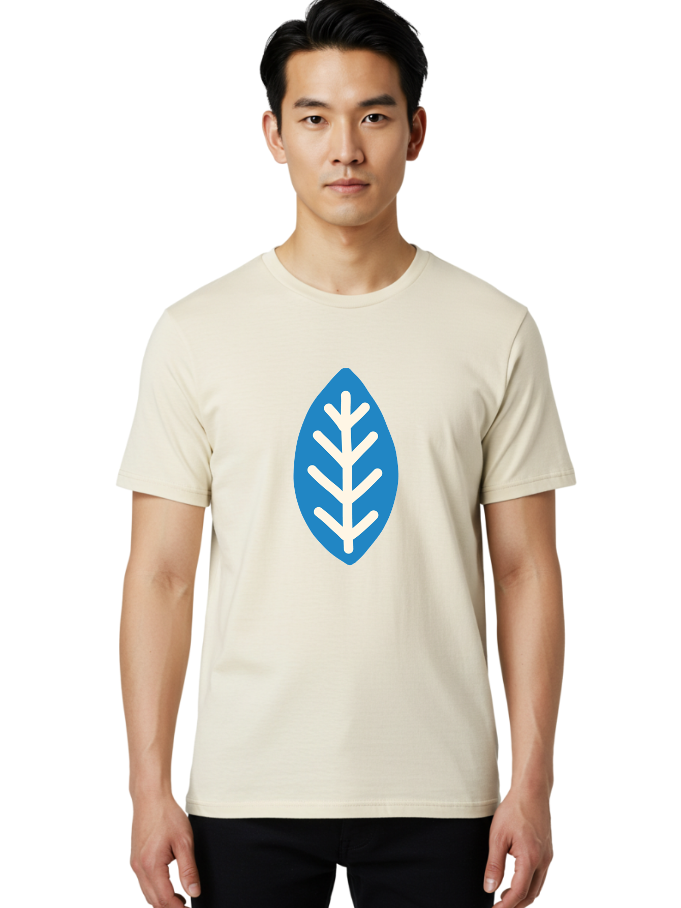 White-Leaf Men'S Graphic Tee, 100% Cotton, Comfortable Casual Summer Wear, Machine Washable, White Branch, Leaf Symbol, Nature Icon, Simple Design, Minimalistic Art, Eco-Friendly Logo, Stylized Leaf Aab817