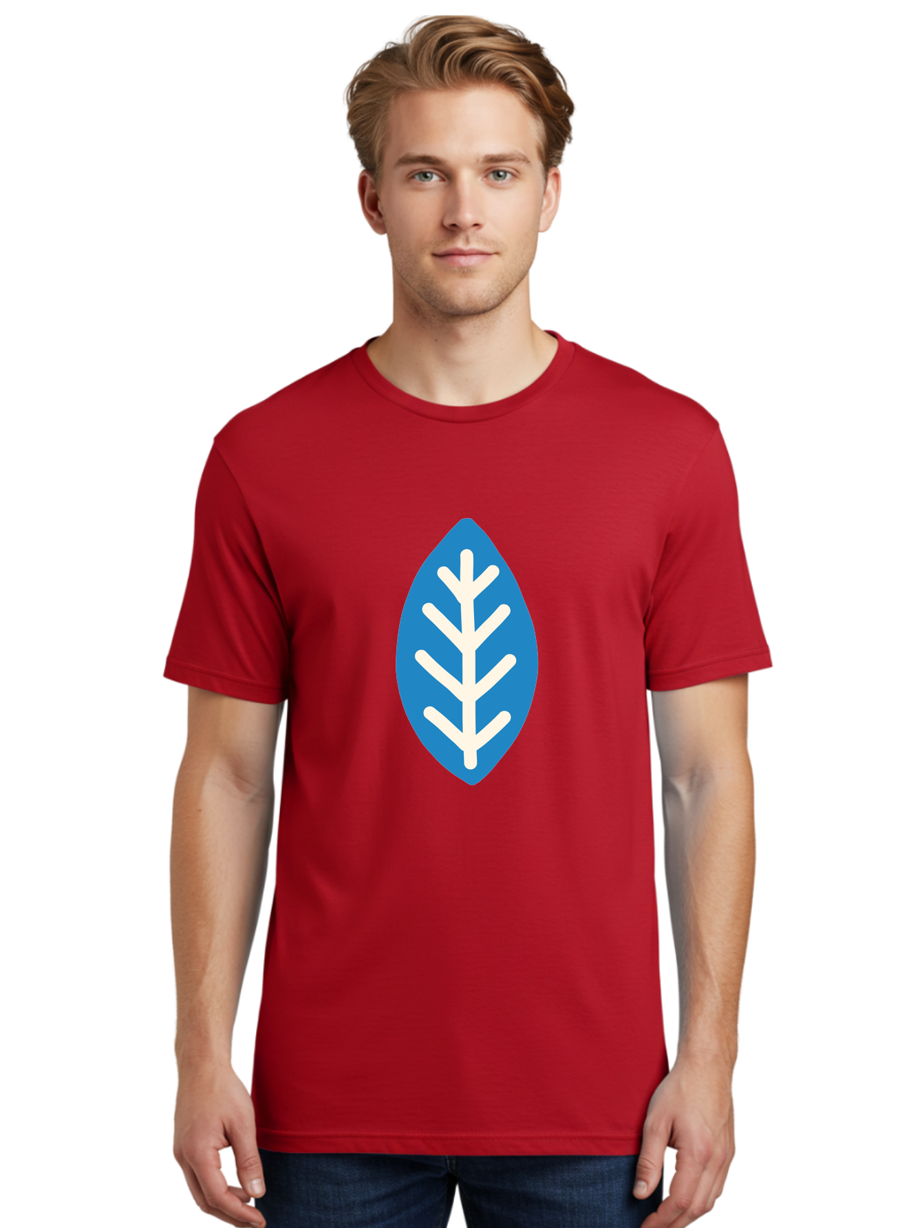 White-Leaf Men'S Graphic Tee, 100% Cotton, Comfortable Casual Summer Wear, Machine Washable, White Branch, Leaf Symbol, Nature Icon, Simple Design, Minimalistic Art, Eco-Friendly Logo, Stylized Leaf Aab817