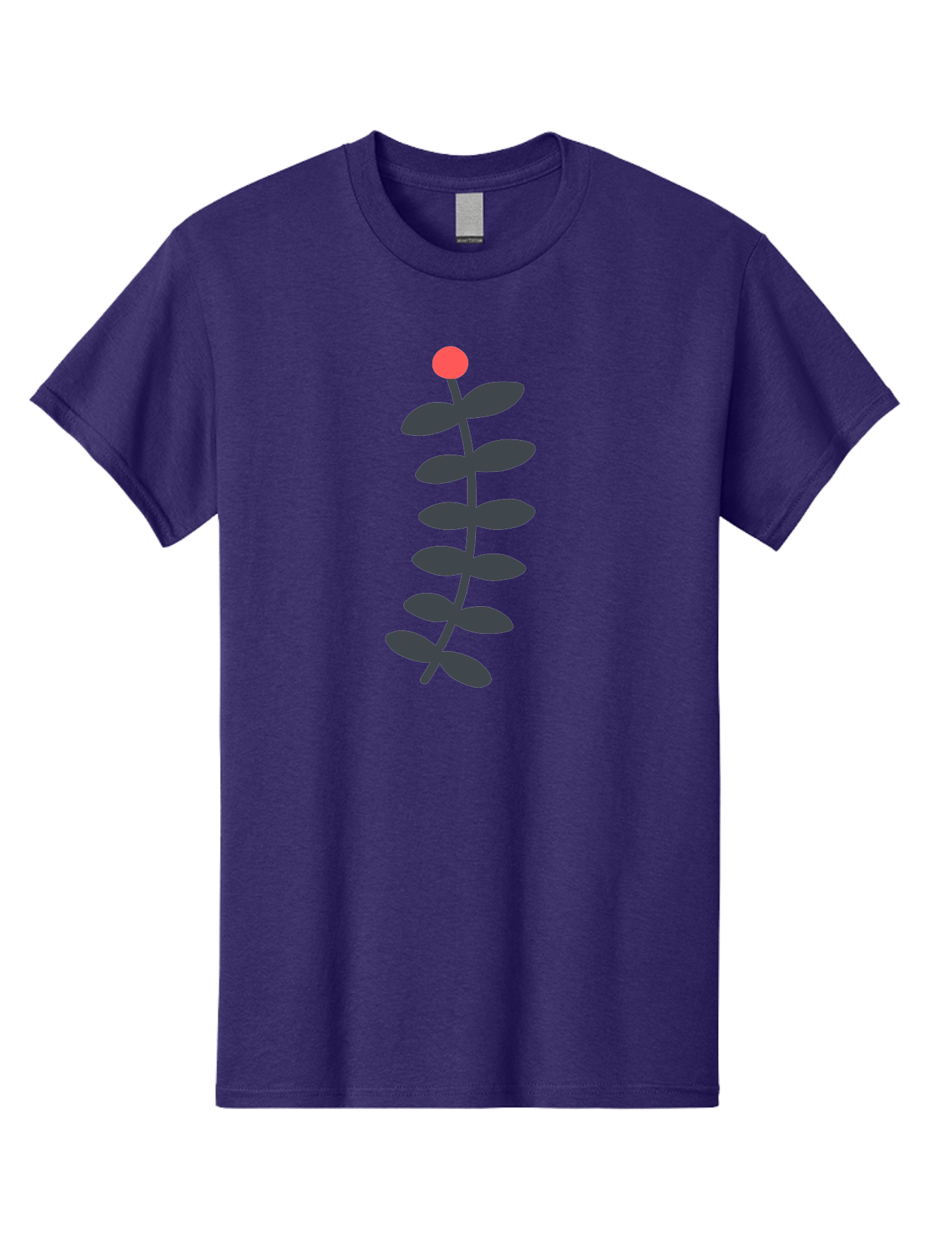 Zig-Zag-Plant Men'S Graphic Tee, 100% Cotton, Comfortable Casual Summer Wear, Machine Washable, Plant Stem, Dark Grey Leaves, Red Bud, Minimalist Design, Simple Shape, Botanical Illustration, Modern Art Aab819