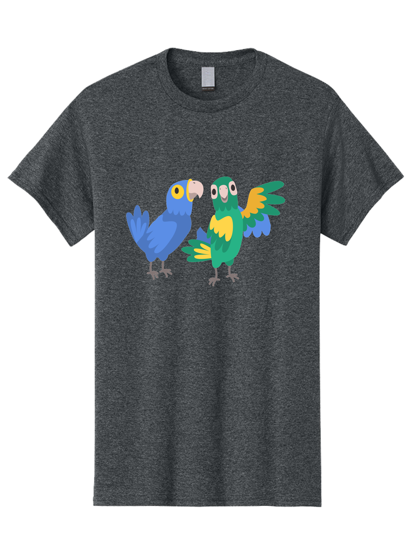 Blue-And-Green-Parrot Men'S Graphic Tee, 100% Cotton, Comfortable Casual Summer Wear, Machine Washable, Cartoon Parrots, Colorful Birds, Blue Parrot, Green Parrot, Yellow Accents, Bird Illustration, Vibrant Feathers, Talking Birds, Aab820