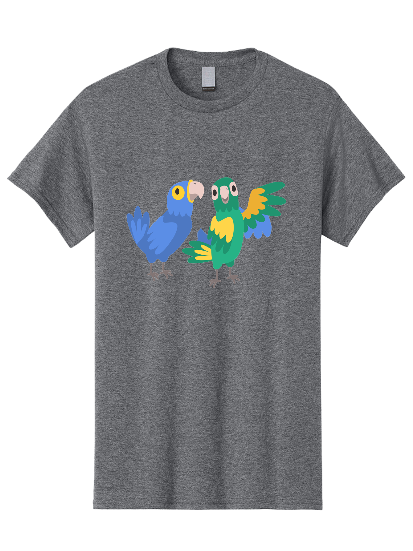 Blue-And-Green-Parrot Men'S Graphic Tee, 100% Cotton, Comfortable Casual Summer Wear, Machine Washable, Cartoon Parrots, Colorful Birds, Blue Parrot, Green Parrot, Yellow Accents, Bird Illustration, Vibrant Feathers, Talking Birds, Aab820