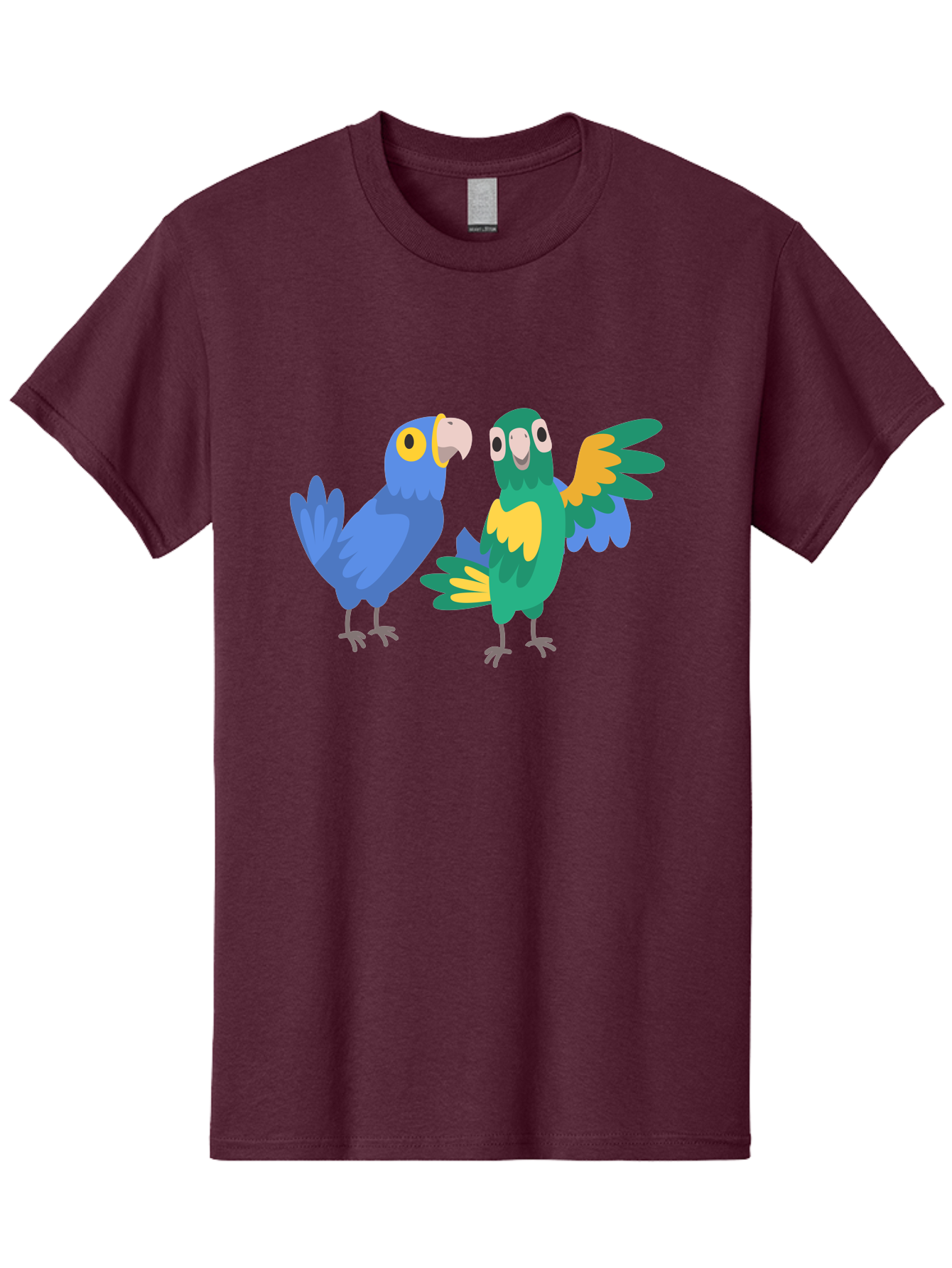 Blue-And-Green-Parrot Men'S Graphic Tee, 100% Cotton, Comfortable Casual Summer Wear, Machine Washable, Cartoon Parrots, Colorful Birds, Blue Parrot, Green Parrot, Yellow Accents, Bird Illustration, Vibrant Feathers, Talking Birds, Aab820