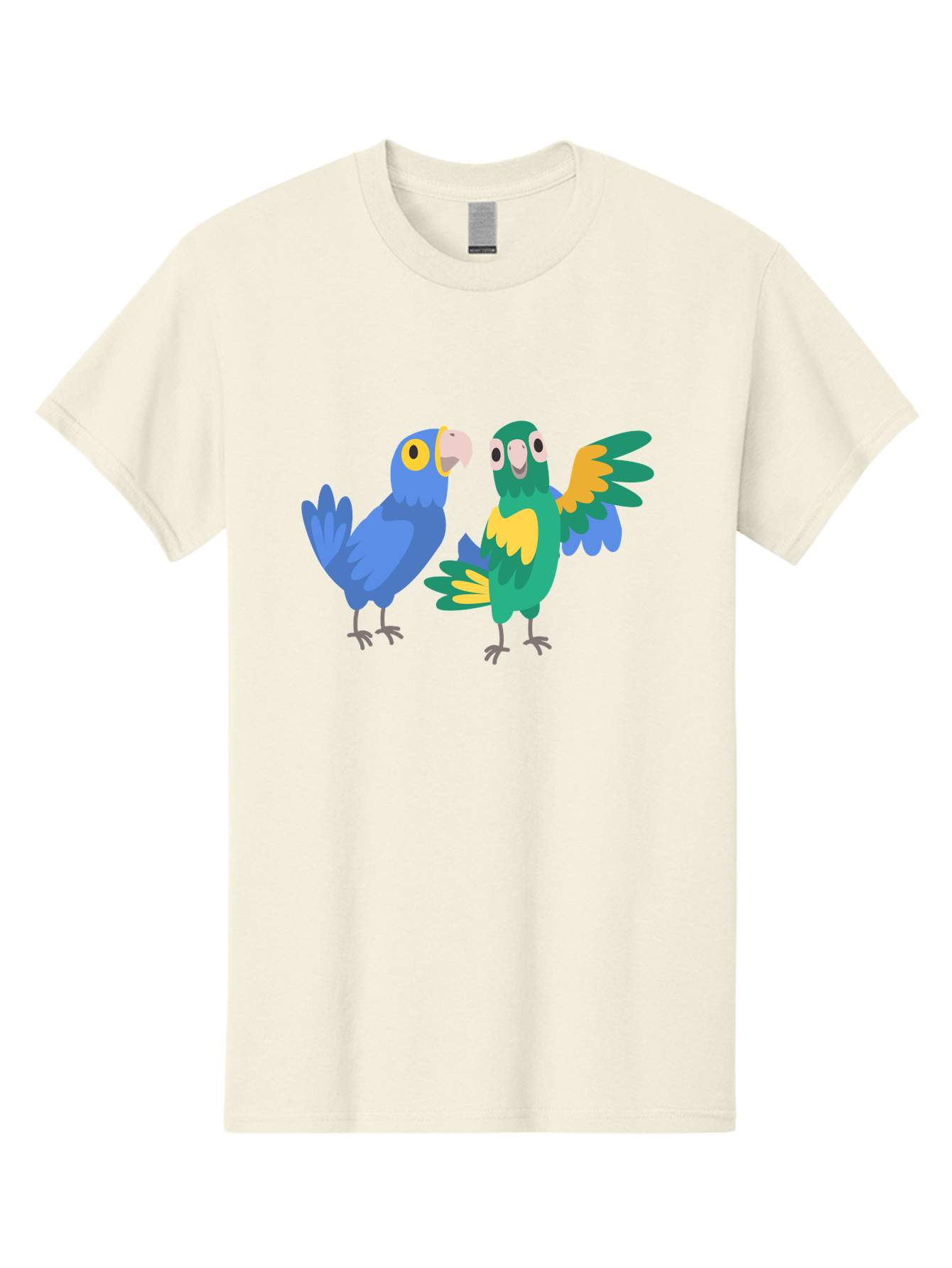 Blue-And-Green-Parrot Men'S Graphic Tee, 100% Cotton, Comfortable Casual Summer Wear, Machine Washable, Cartoon Parrots, Colorful Birds, Blue Parrot, Green Parrot, Yellow Accents, Bird Illustration, Vibrant Feathers, Talking Birds, Aab820