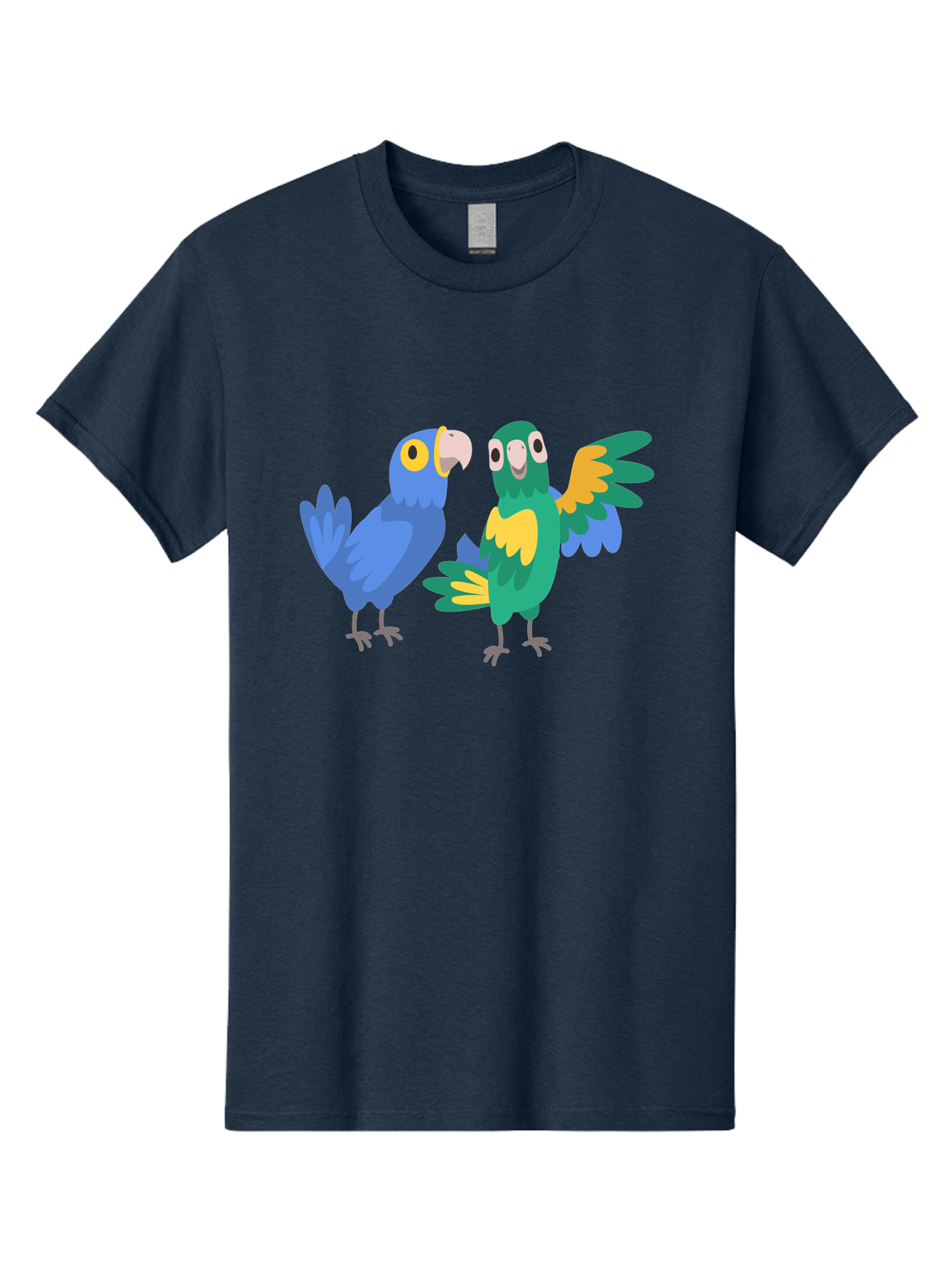 Blue-And-Green-Parrot Men'S Graphic Tee, 100% Cotton, Comfortable Casual Summer Wear, Machine Washable, Cartoon Parrots, Colorful Birds, Blue Parrot, Green Parrot, Yellow Accents, Bird Illustration, Vibrant Feathers, Talking Birds, Aab820