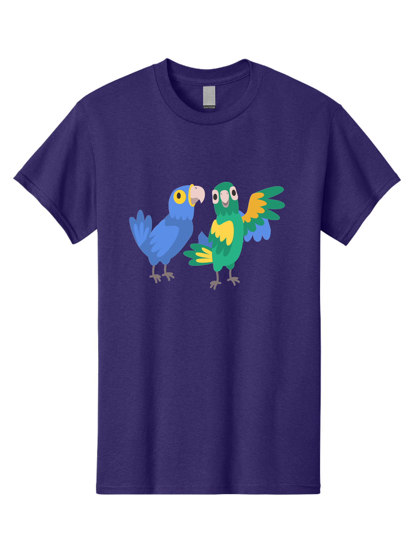 Blue-And-Green-Parrot Men'S Graphic Tee, 100% Cotton, Comfortable Casual Summer Wear, Machine Washable, Cartoon Parrots, Colorful Birds, Blue Parrot, Green Parrot, Yellow Accents, Bird Illustration, Vibrant Feathers, Talking Birds, Aab820