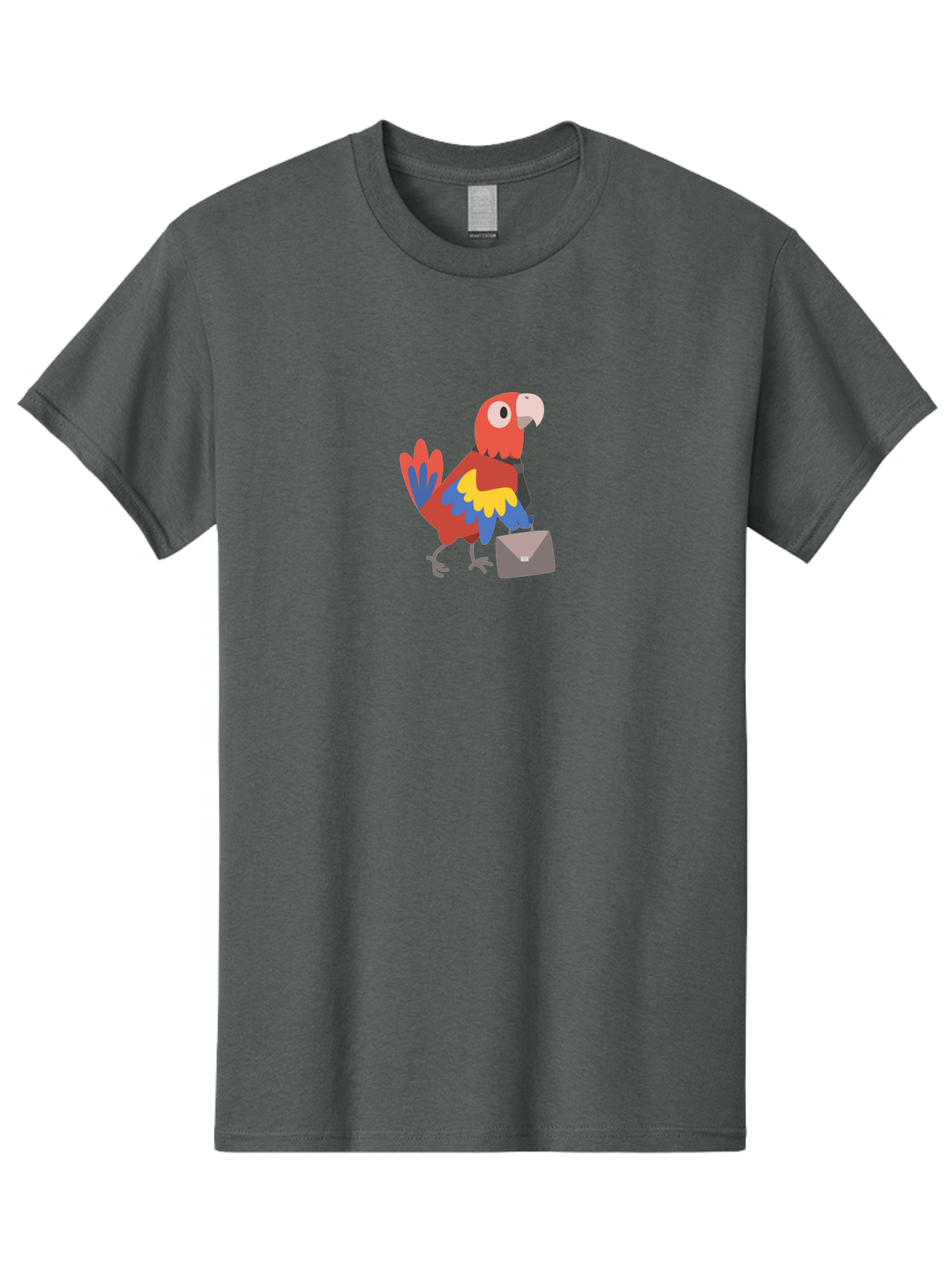 Business-Parrot Men'S Graphic Tee, 100% Cotton, Comfortable Casual Summer Wear, Machine Washable, Cartoon Parrot, Colorful Bird, Briefcase, Business Attire, Office Worker, Tropical Twist, Modern Illustration, Professional Bird, Aab821