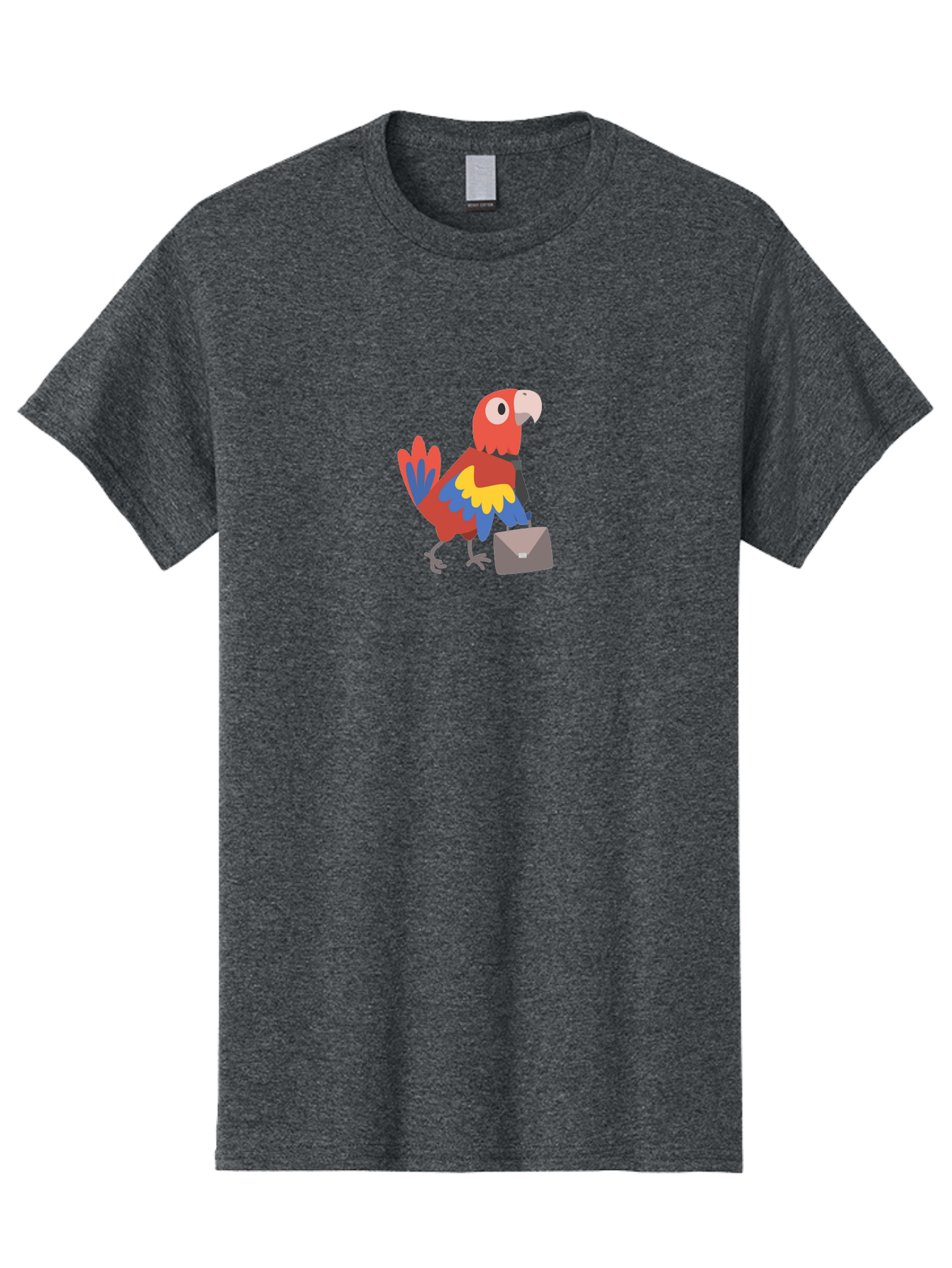 Business-Parrot Men'S Graphic Tee, 100% Cotton, Comfortable Casual Summer Wear, Machine Washable, Cartoon Parrot, Colorful Bird, Briefcase, Business Attire, Office Worker, Tropical Twist, Modern Illustration, Professional Bird, Aab821