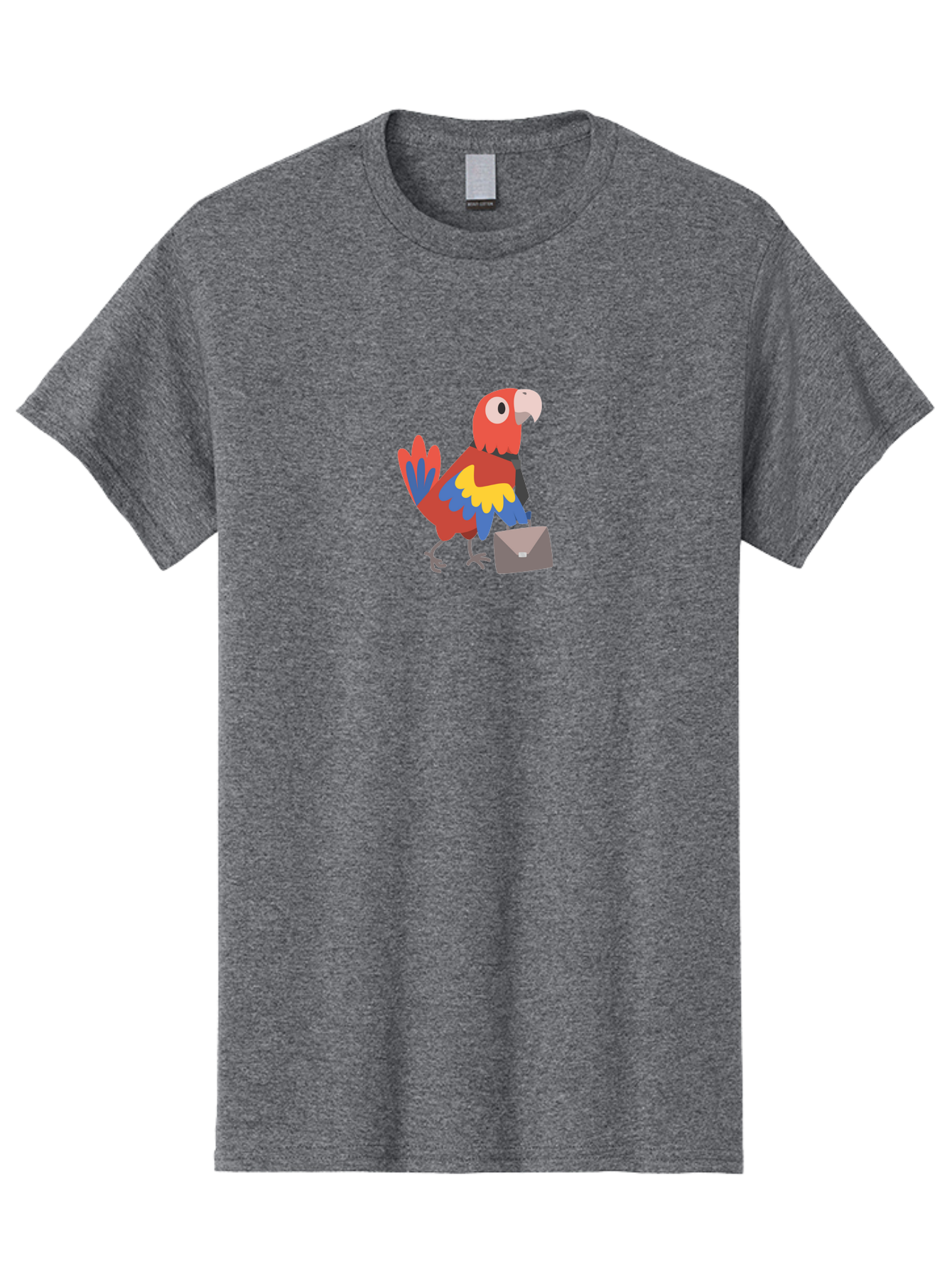 Business-Parrot Men'S Graphic Tee, 100% Cotton, Comfortable Casual Summer Wear, Machine Washable, Cartoon Parrot, Colorful Bird, Briefcase, Business Attire, Office Worker, Tropical Twist, Modern Illustration, Professional Bird, Aab821