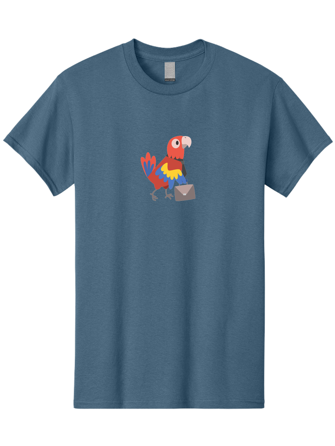Business-Parrot Men'S Graphic Tee, 100% Cotton, Comfortable Casual Summer Wear, Machine Washable, Cartoon Parrot, Colorful Bird, Briefcase, Business Attire, Office Worker, Tropical Twist, Modern Illustration, Professional Bird, Aab821