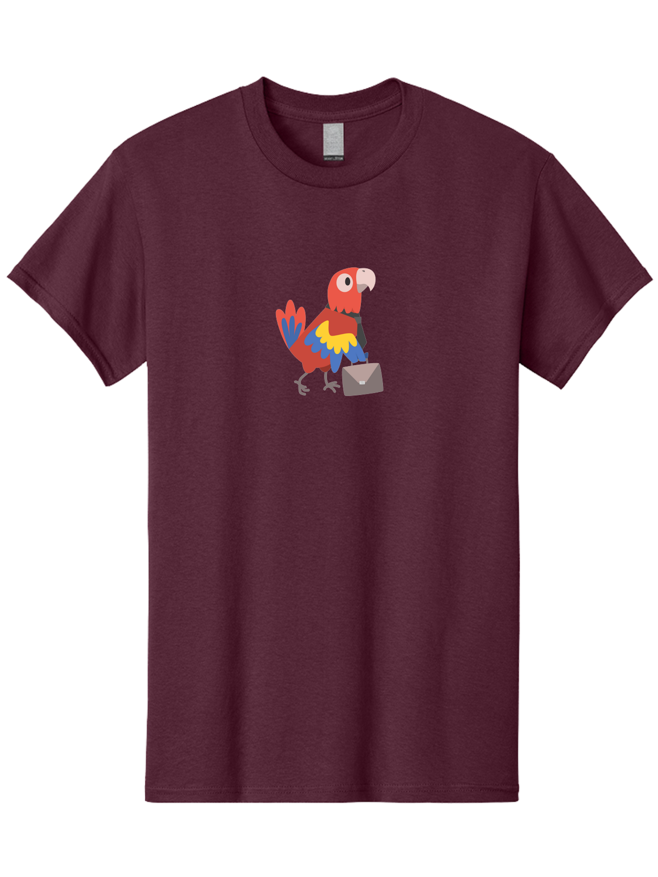 Business-Parrot Men'S Graphic Tee, 100% Cotton, Comfortable Casual Summer Wear, Machine Washable, Cartoon Parrot, Colorful Bird, Briefcase, Business Attire, Office Worker, Tropical Twist, Modern Illustration, Professional Bird, Aab821