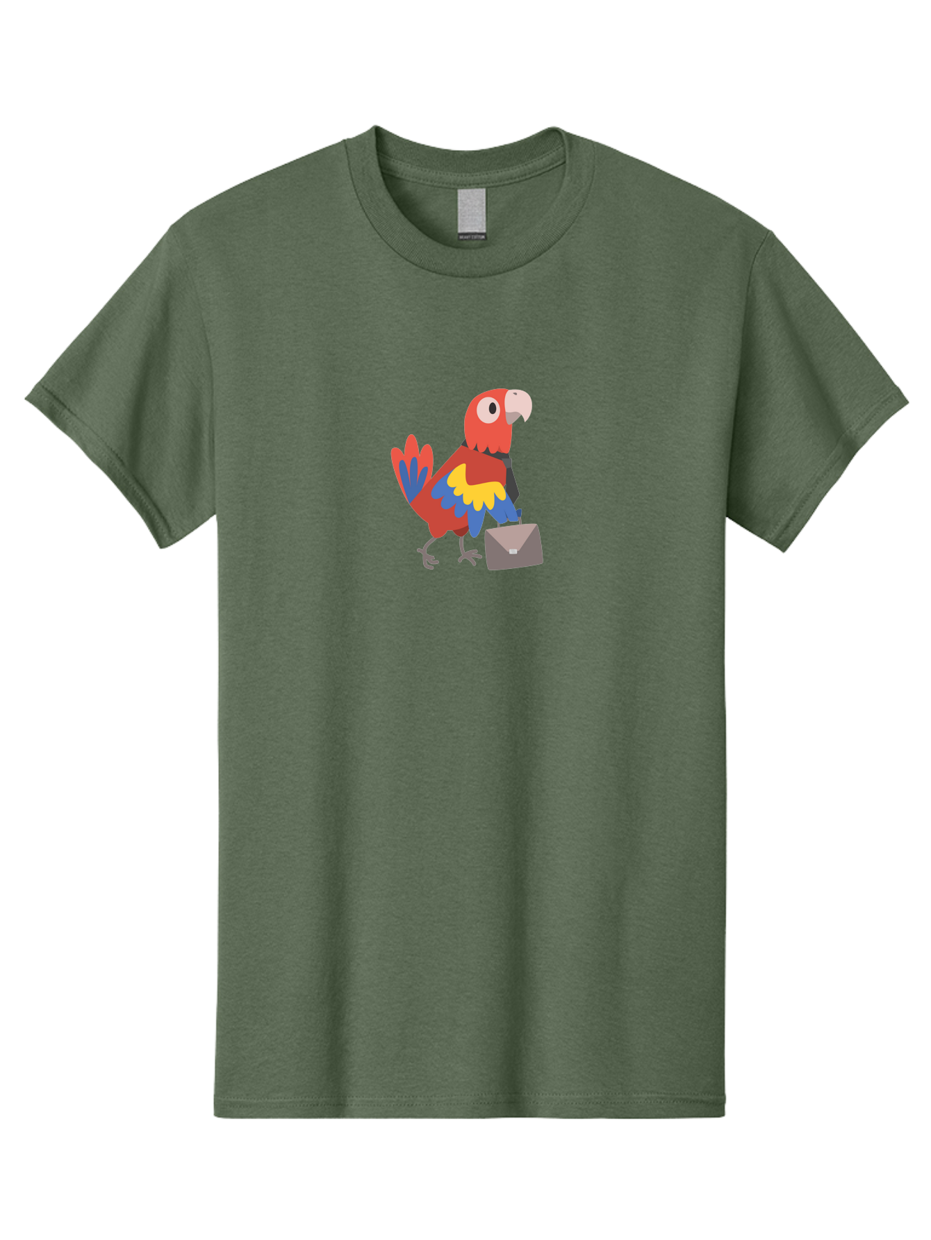 Business-Parrot Men'S Graphic Tee, 100% Cotton, Comfortable Casual Summer Wear, Machine Washable, Cartoon Parrot, Colorful Bird, Briefcase, Business Attire, Office Worker, Tropical Twist, Modern Illustration, Professional Bird, Aab821