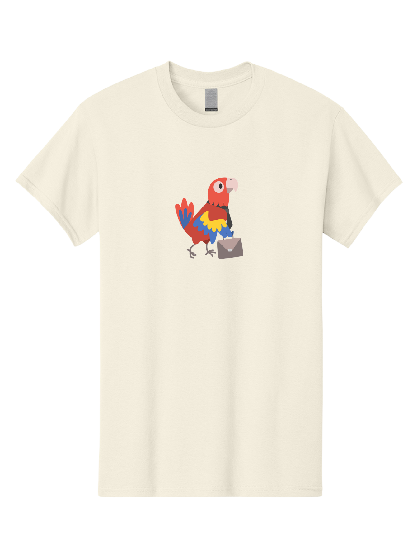 Business-Parrot Men'S Graphic Tee, 100% Cotton, Comfortable Casual Summer Wear, Machine Washable, Cartoon Parrot, Colorful Bird, Briefcase, Business Attire, Office Worker, Tropical Twist, Modern Illustration, Professional Bird, Aab821