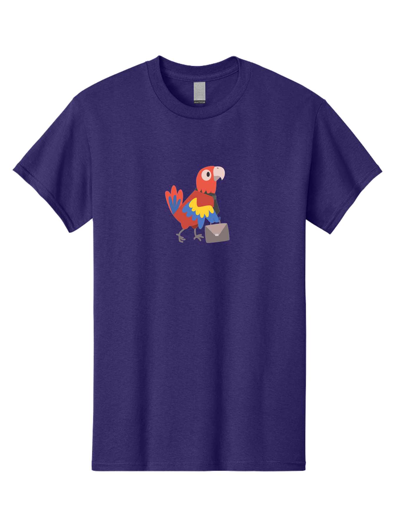 Business-Parrot Men'S Graphic Tee, 100% Cotton, Comfortable Casual Summer Wear, Machine Washable, Cartoon Parrot, Colorful Bird, Briefcase, Business Attire, Office Worker, Tropical Twist, Modern Illustration, Professional Bird, Aab821