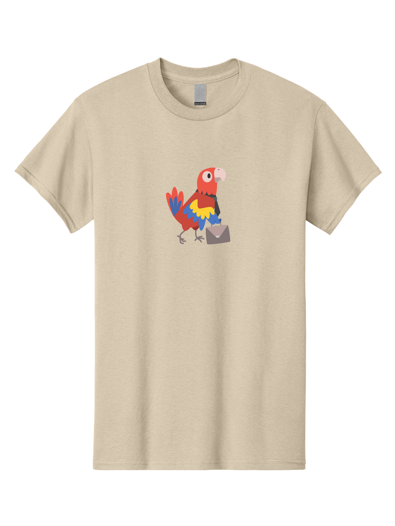 Business-Parrot Men'S Graphic Tee, 100% Cotton, Comfortable Casual Summer Wear, Machine Washable, Cartoon Parrot, Colorful Bird, Briefcase, Business Attire, Office Worker, Tropical Twist, Modern Illustration, Professional Bird, Aab821