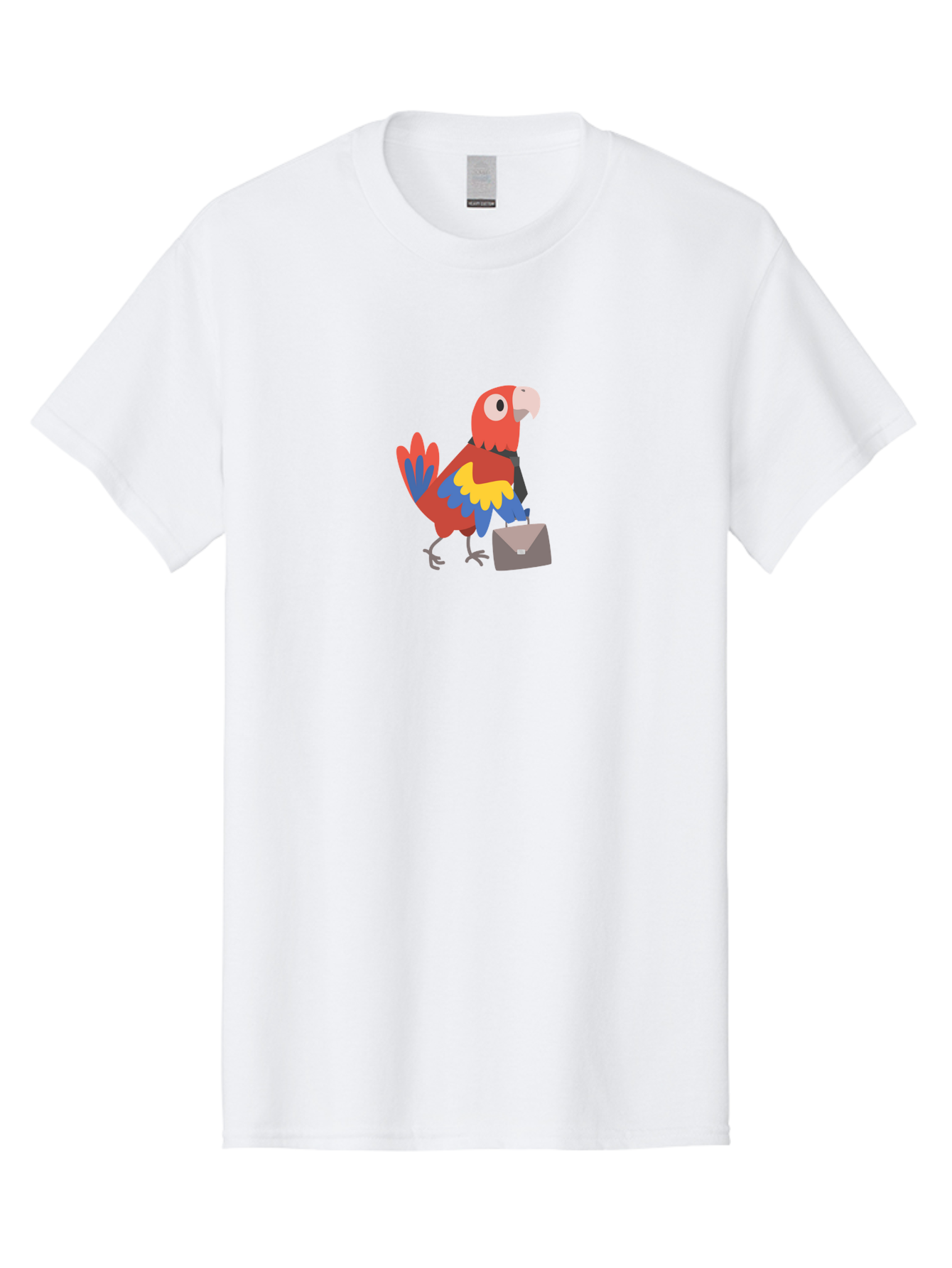 Business-Parrot Men'S Graphic Tee, 100% Cotton, Comfortable Casual Summer Wear, Machine Washable, Cartoon Parrot, Colorful Bird, Briefcase, Business Attire, Office Worker, Tropical Twist, Modern Illustration, Professional Bird, Aab821