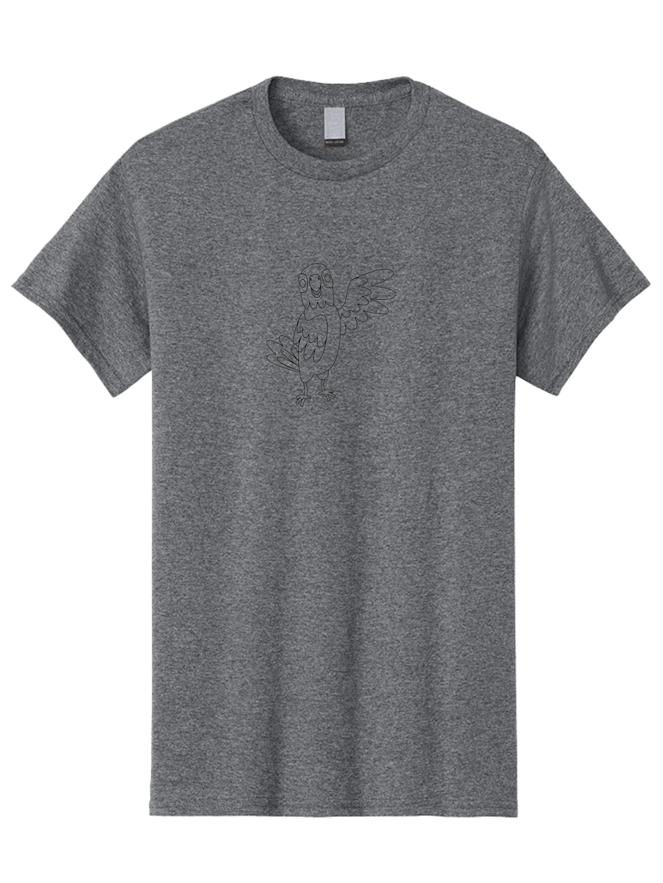 Cartoon-Parrot Men'S Graphic Tee, 100% Cotton, Comfortable Casual Summer Wear, Machine Washable, Cartoon Parrot, Bird Illustration, Simple Drawing, Cute Parrot, Children'S Coloring Page, Simple Art, Animal Drawing, Line Art Aab822