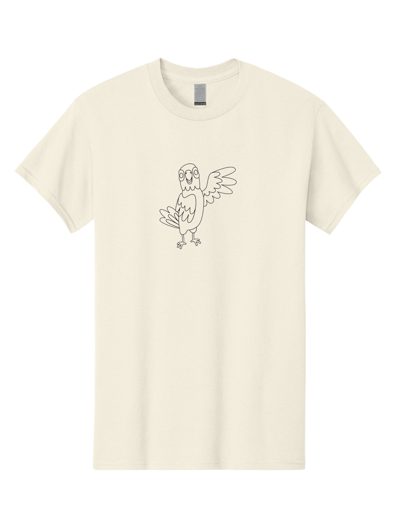 Cartoon-Parrot Men'S Graphic Tee, 100% Cotton, Comfortable Casual Summer Wear, Machine Washable, Cartoon Parrot, Bird Illustration, Simple Drawing, Cute Parrot, Children'S Coloring Page, Simple Art, Animal Drawing, Line Art Aab822